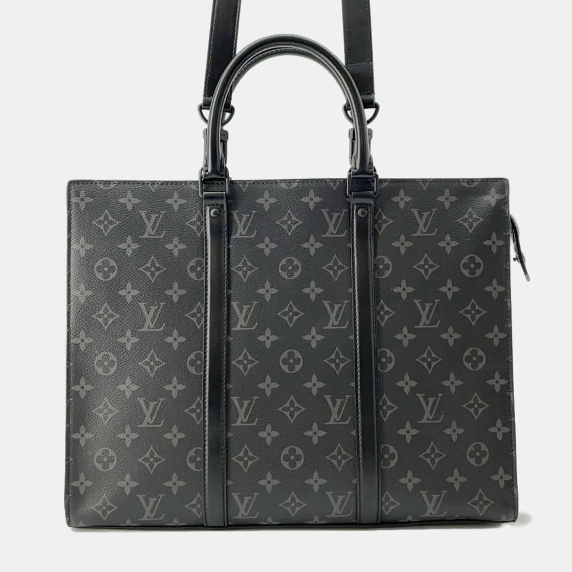 

Louis Vuitton Black Monogram Eclipse Sac Plat Horizontal Zip bag