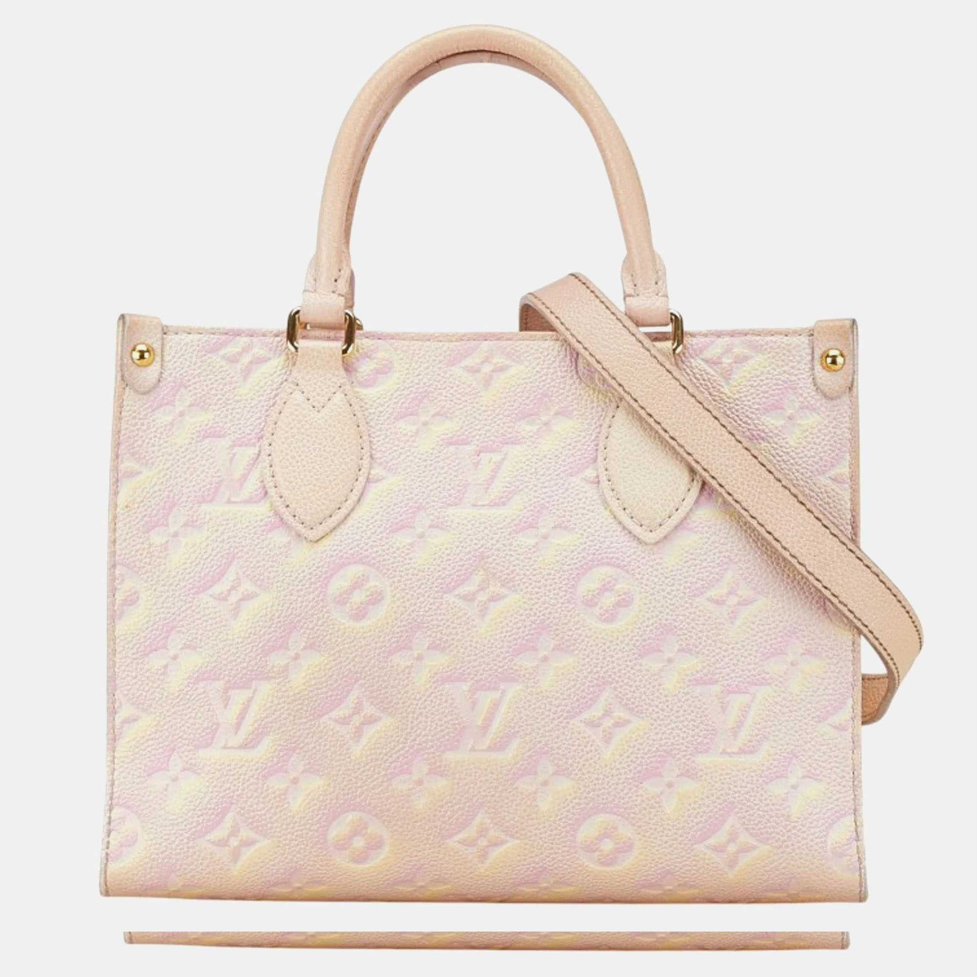 

Louis Vuitton Light Pink Yellow Leather Monogram Empreinte On The Go Pm Handbag