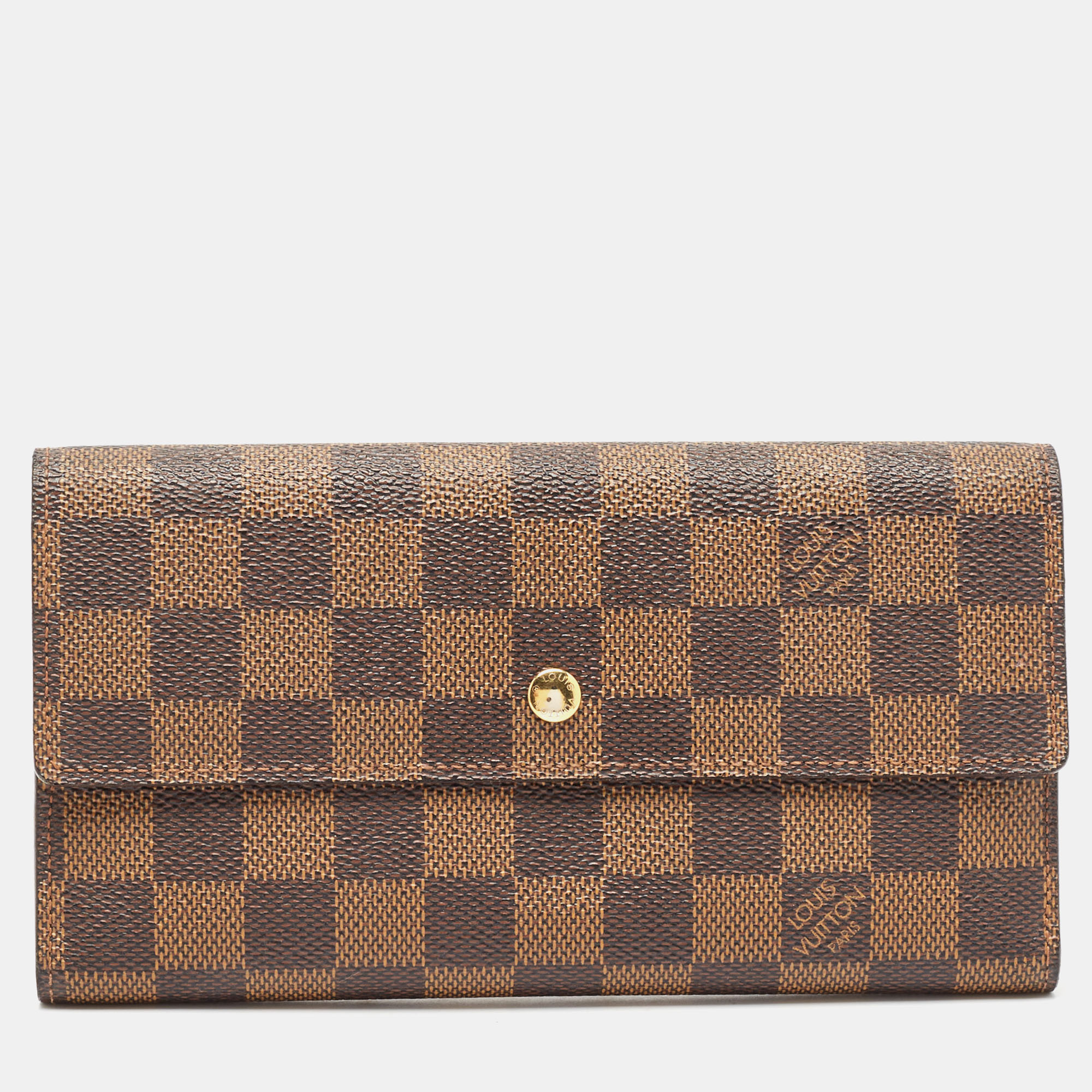 

Louis Vuitton Damier Ebene Canvas Porte Tresor International Wallet, Brown