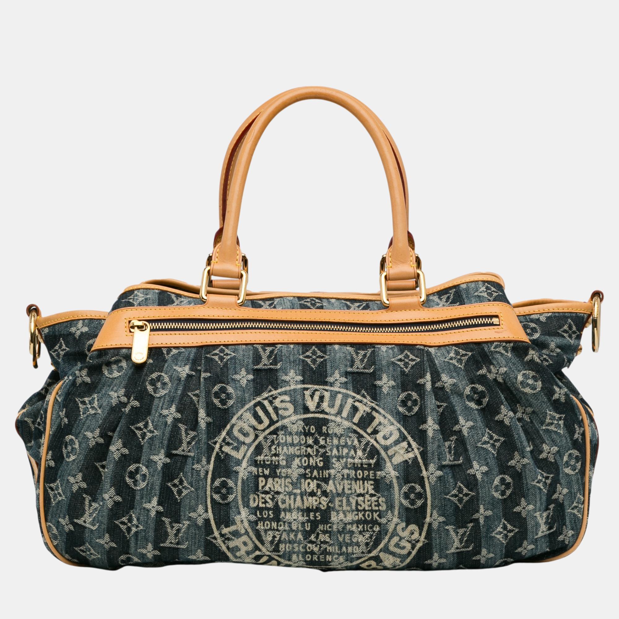 

Louis Vuitton Blue Monogram Denim Porte Epaule Raye Cabas GM