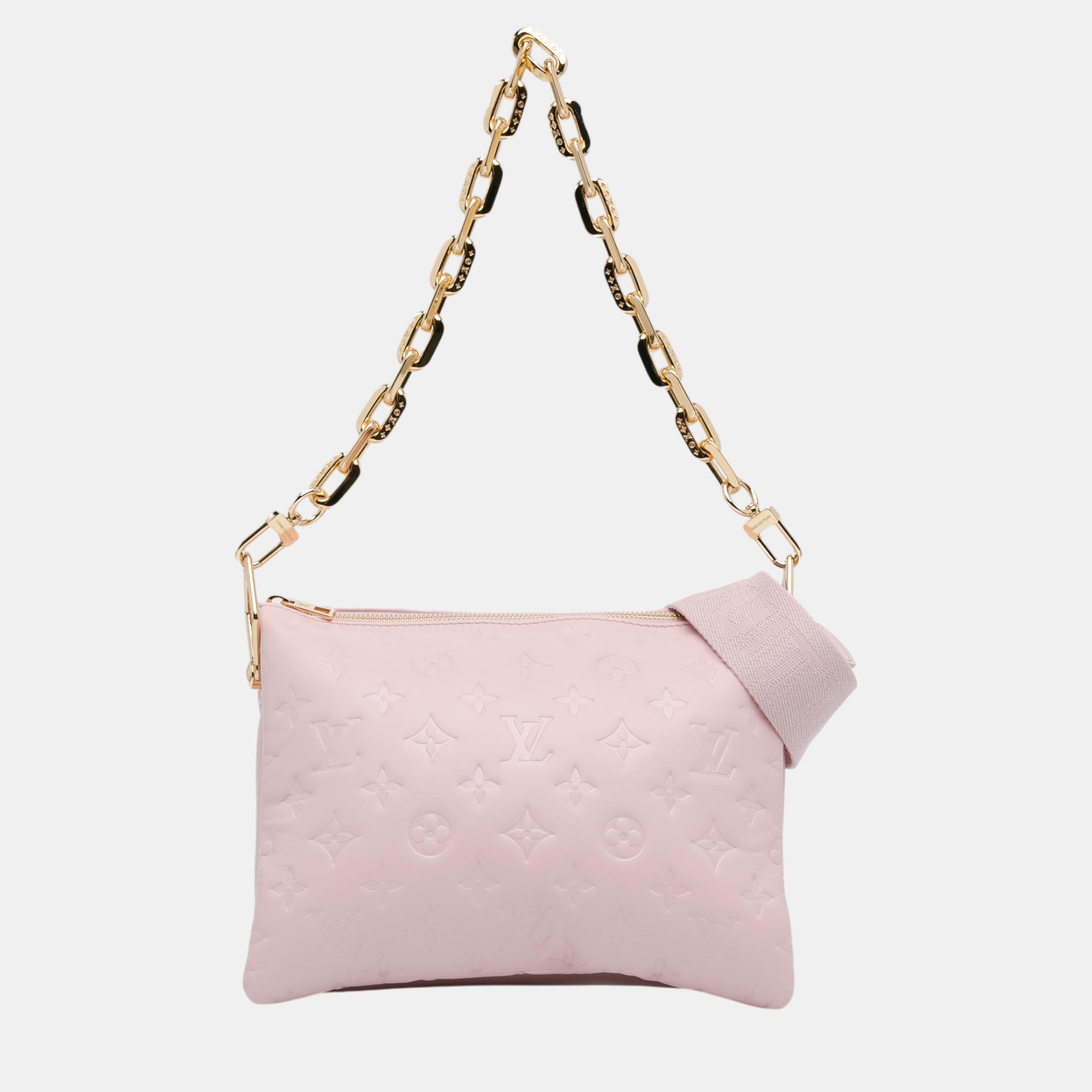 

Louis Vuitton Pink Monogram Embossed Puffy Lambskin Coussin PM