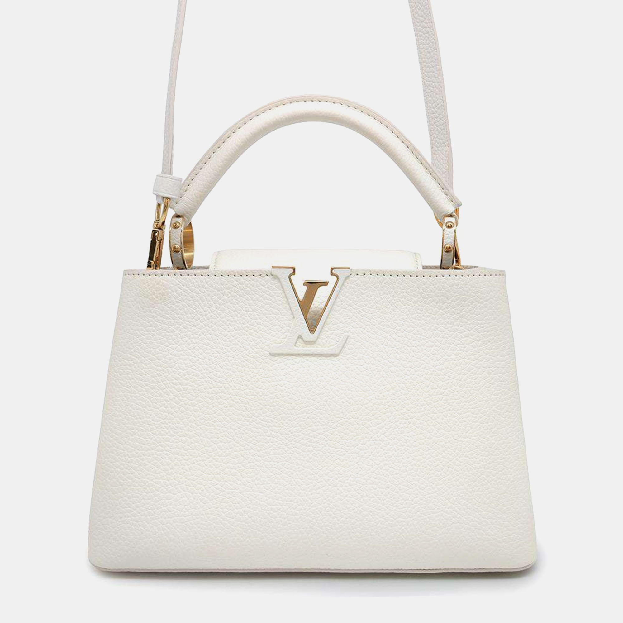 

Louis Vuitton White Taurillon Leather Capucines Bag Size BB