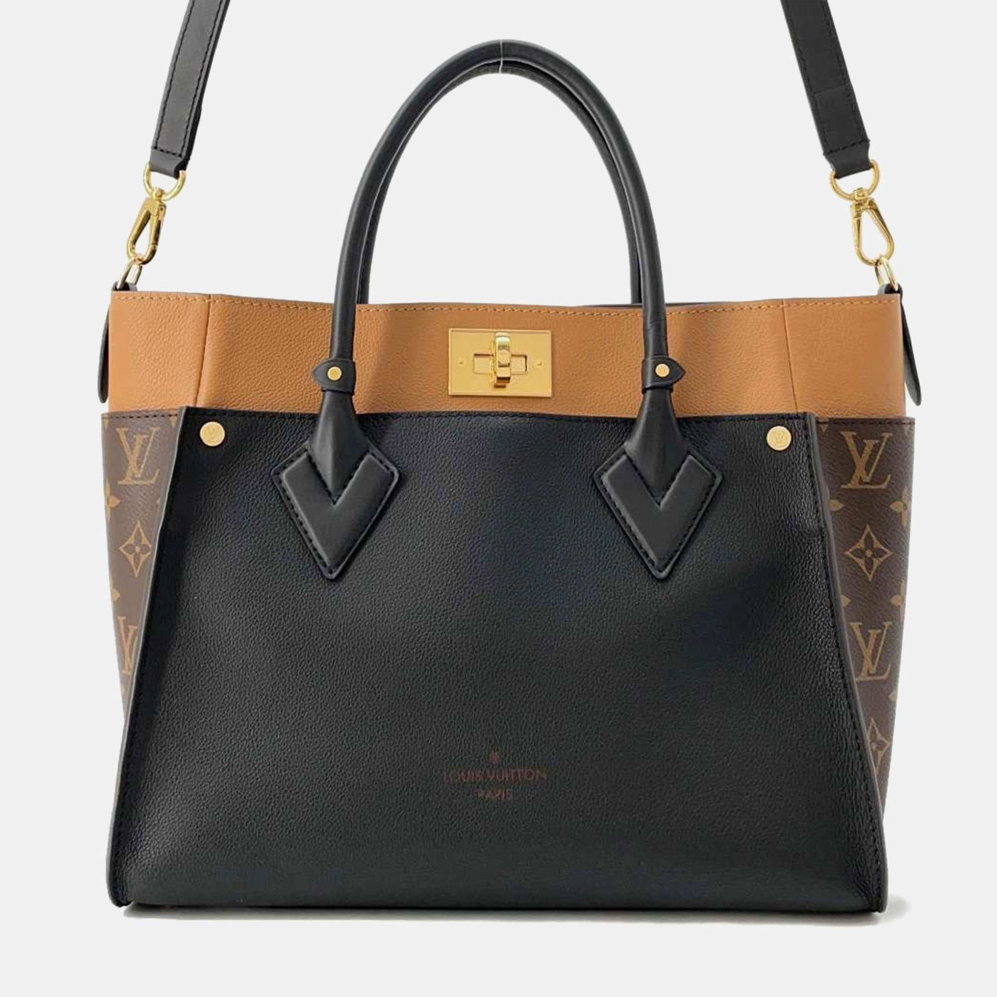 

Louis Vuitton Noir Monogram Calf Leather On My Side Bag Size Mm, Black