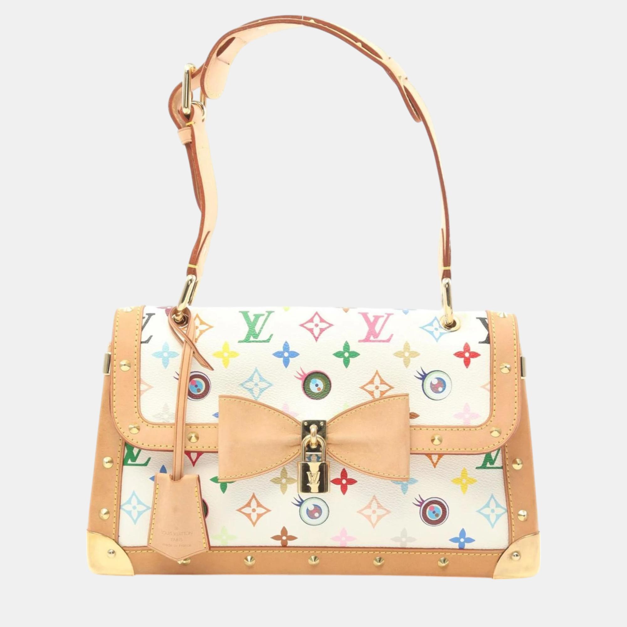 

Louis Vuitton White Coated Canvas Leather Monogram Multicolor Sac Lava I Miss You Shoulder Bag