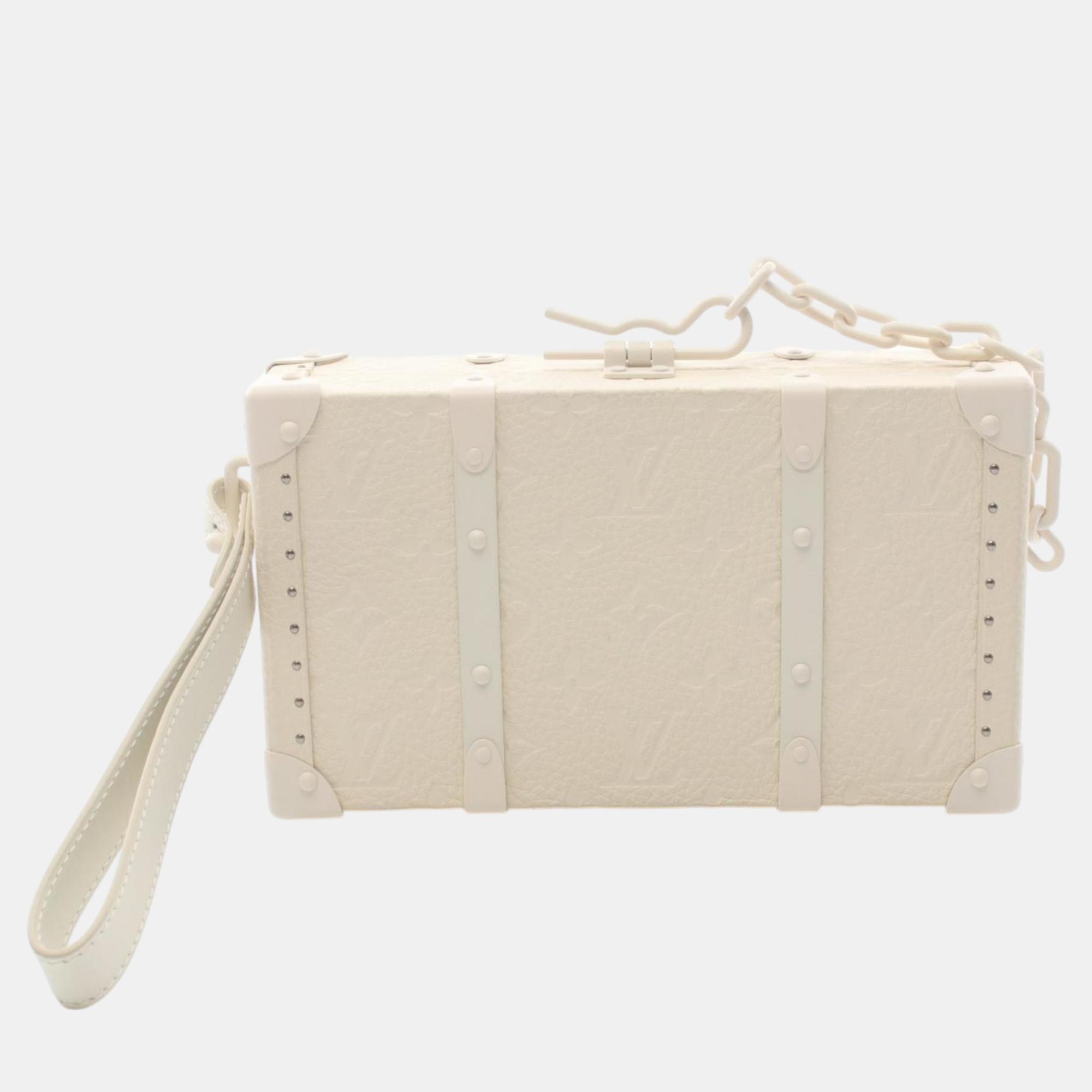 

Louis Vuitton White Leather Wallet Trunk Monogram Second Bag Clutch