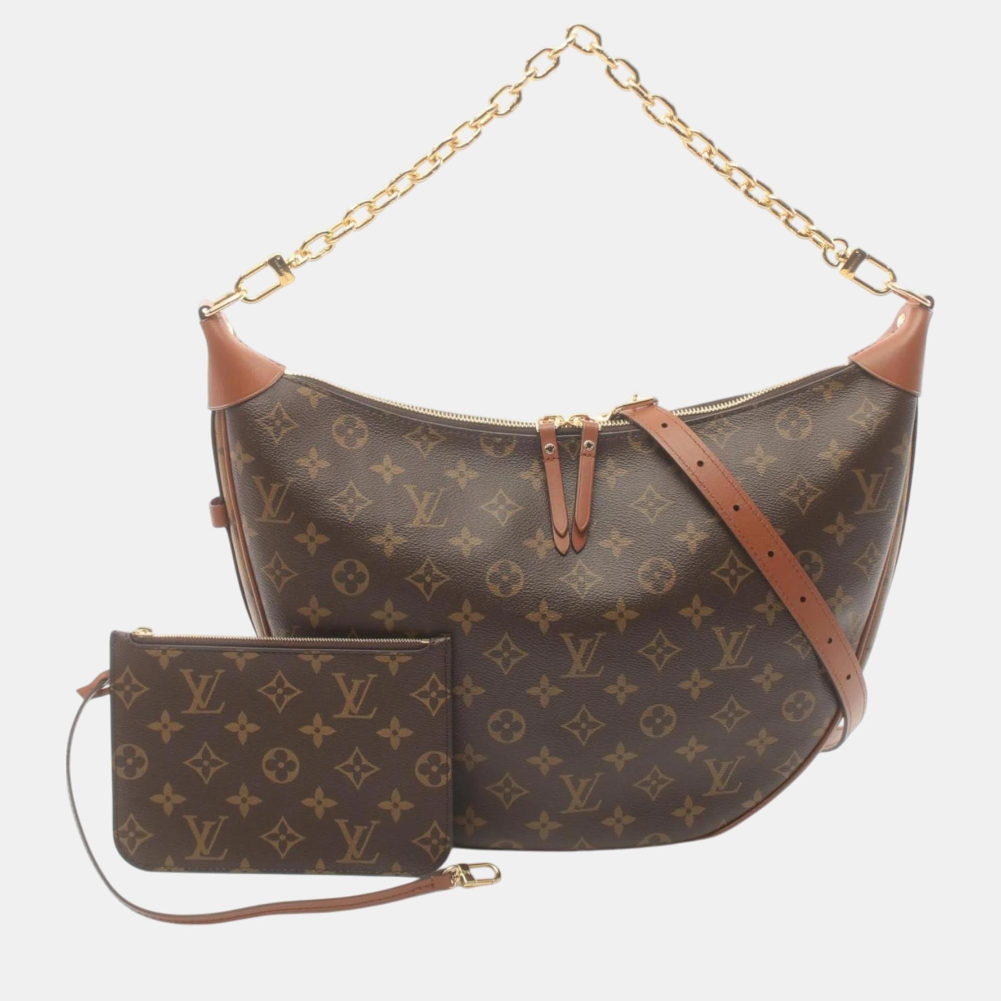 

Louis Vuitton Coated Canvas Leather Brown Loop Hobo Monogram Reverse Shoulder Bag