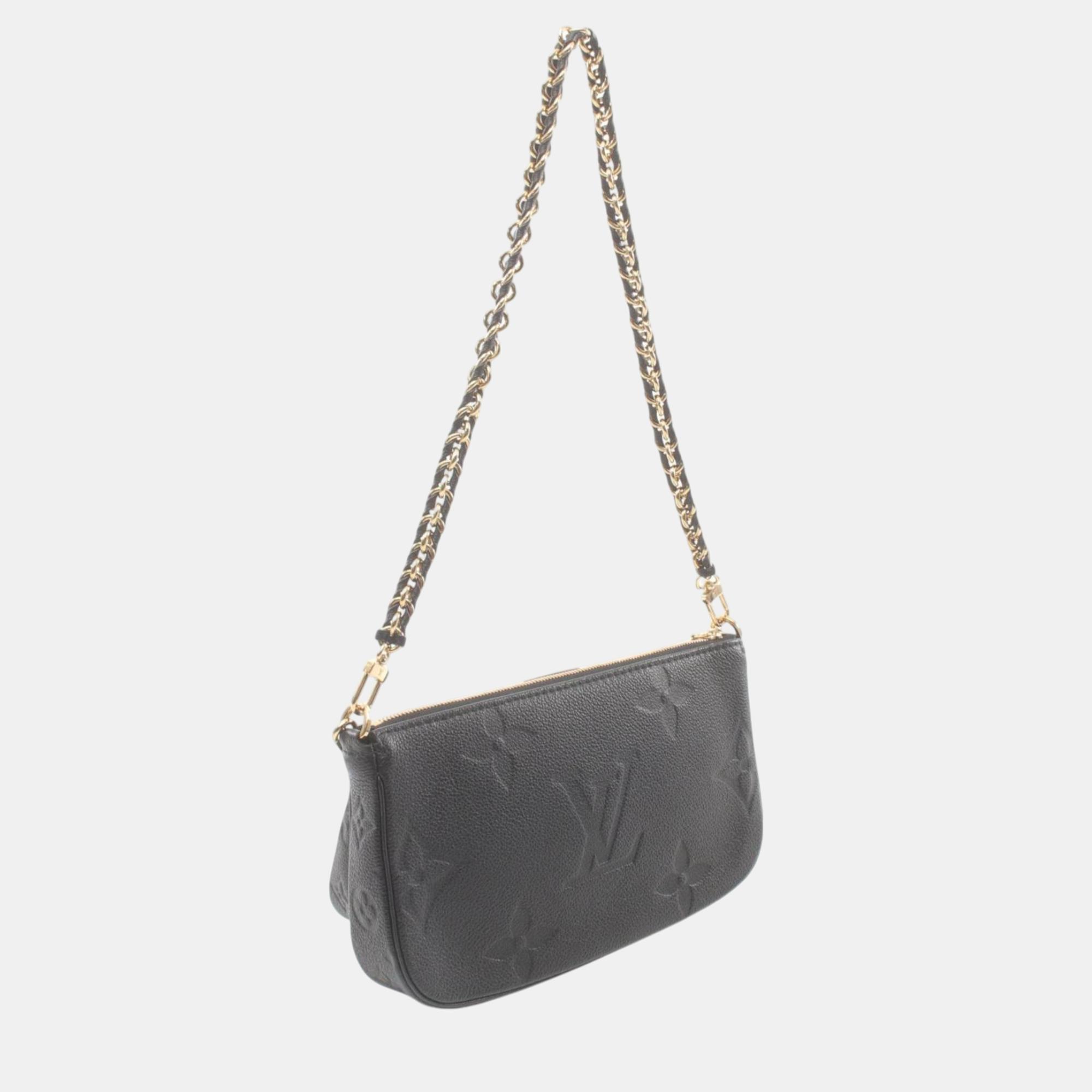 Louis Vuitton Leather Monogram Empreinte Black Multi Pochette Accessory Shoulder Bag 