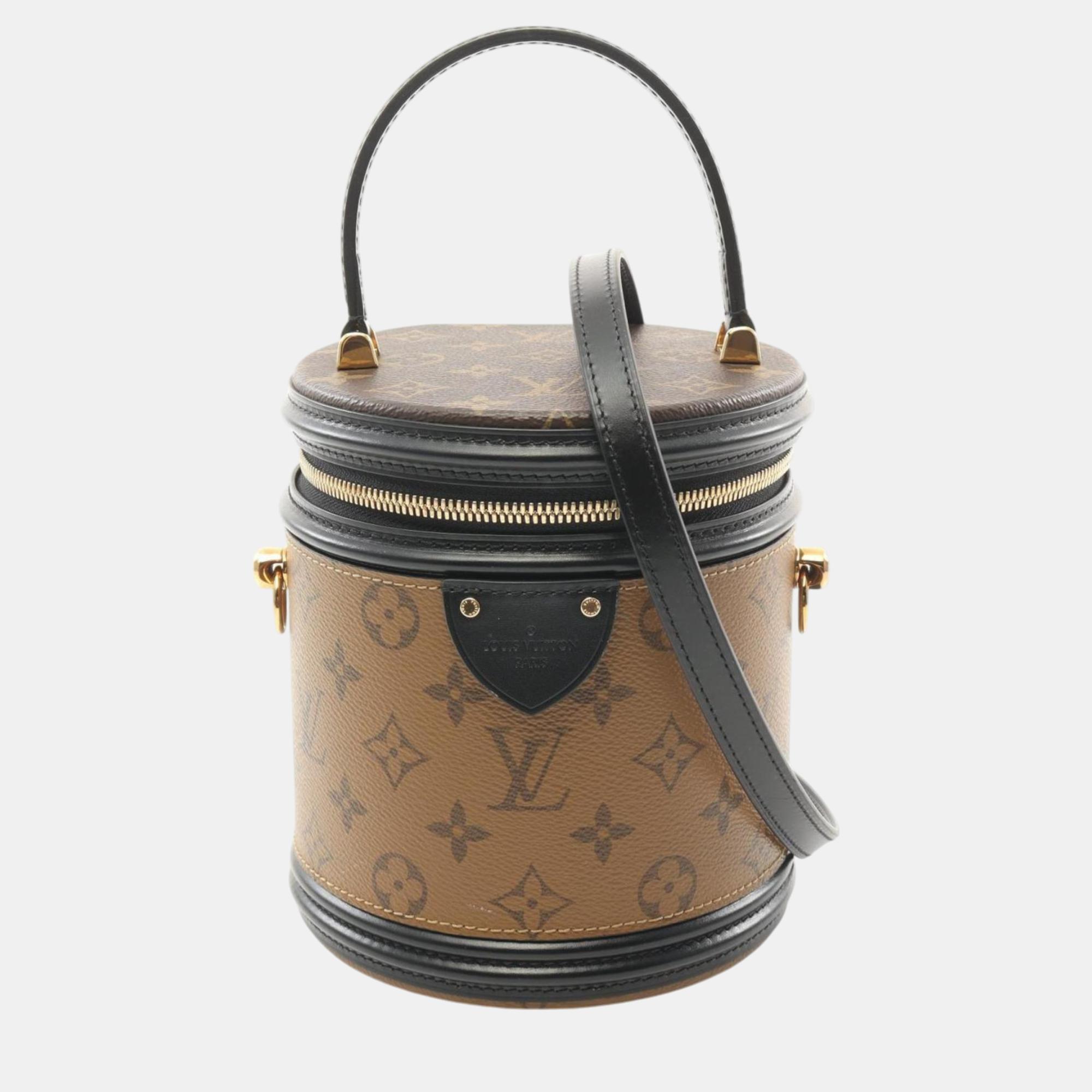 

Louis Vuitton Brown Black Coated Canvas Leather Monogram Reverse Cannes Handbag