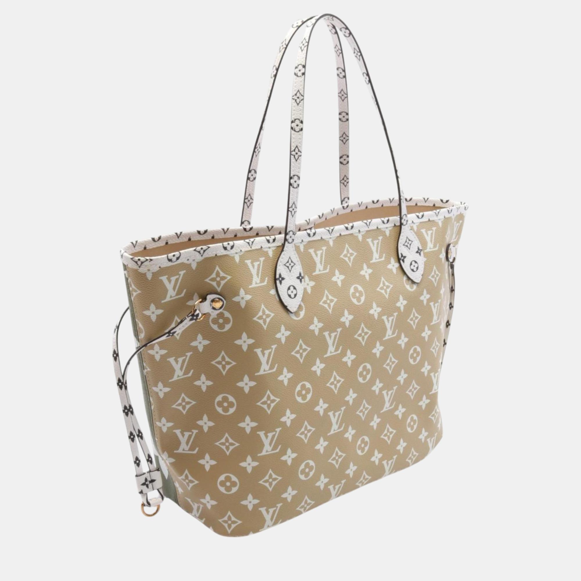 Louis Vuitton Khaki Beige Multicolor Coated Canvas Monogram Giant Neverfull Mm Tote Bag 