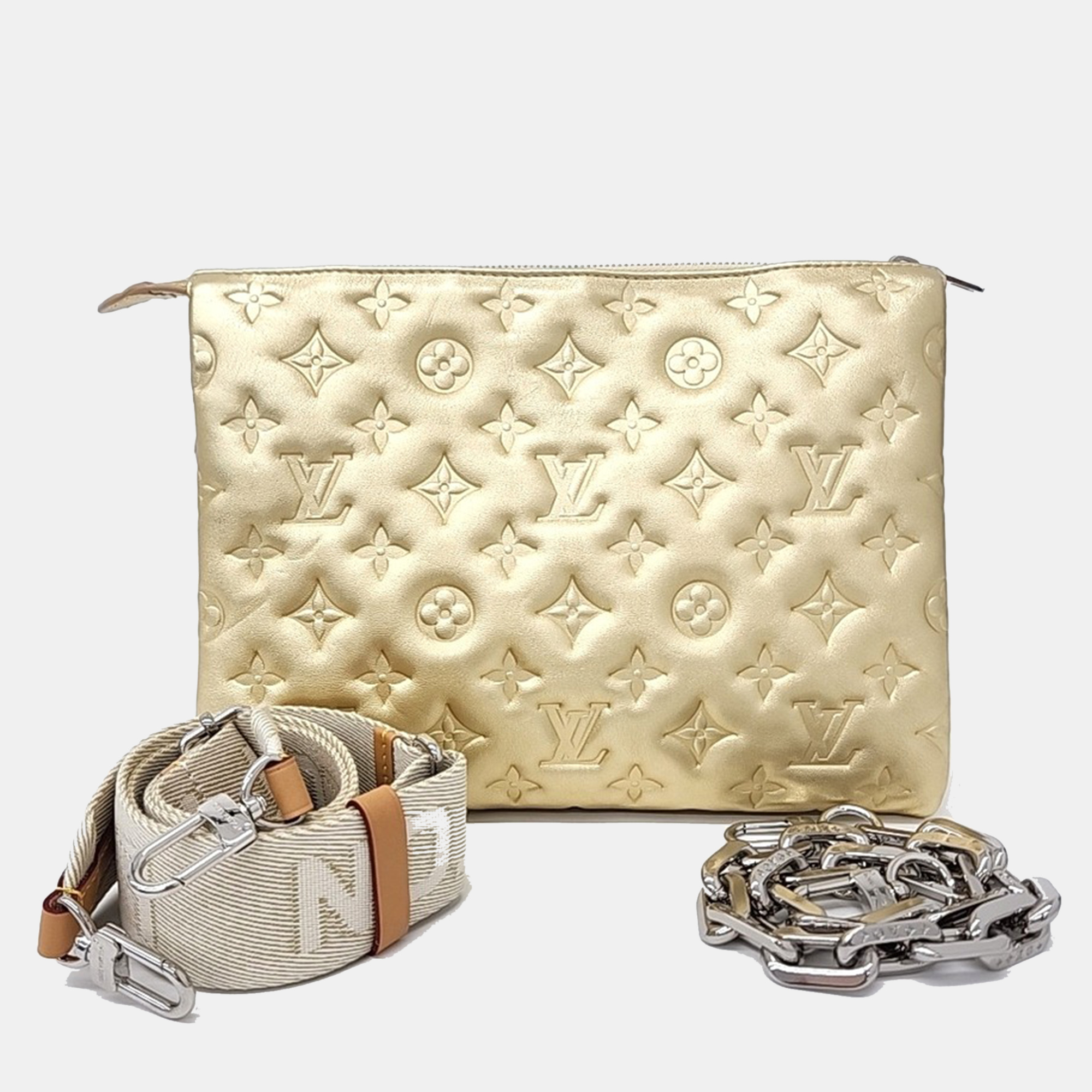 

Louis Vuitton Gold Leather Cusant PM Bag