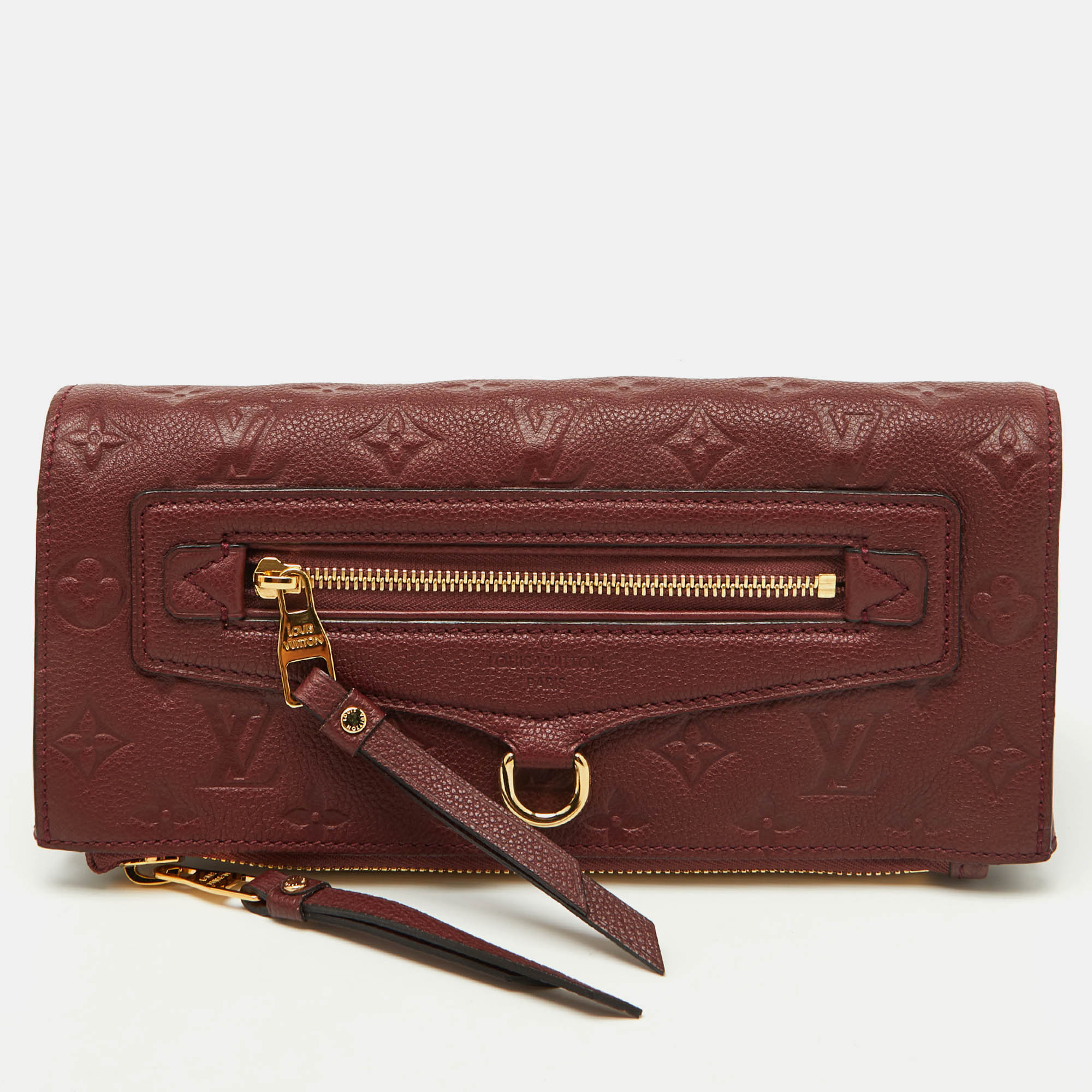 

Louis Vuitton Aurore Monogram Empreinte Leather Petillante Clutch, Burgundy