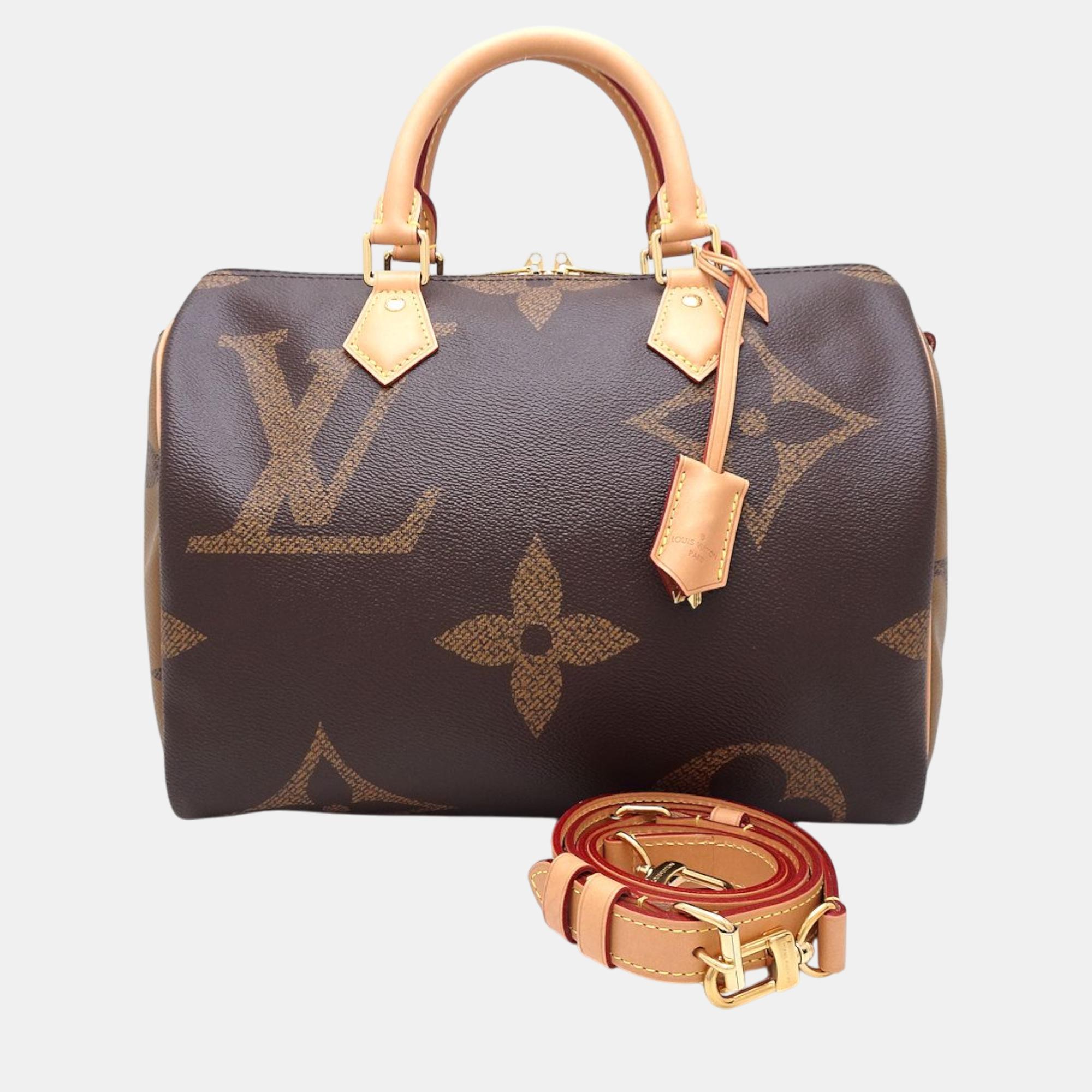 

Louis Vuitton Brown Canvas Monogram Giant Reverse Speedy Bandouliere 30 Handbag