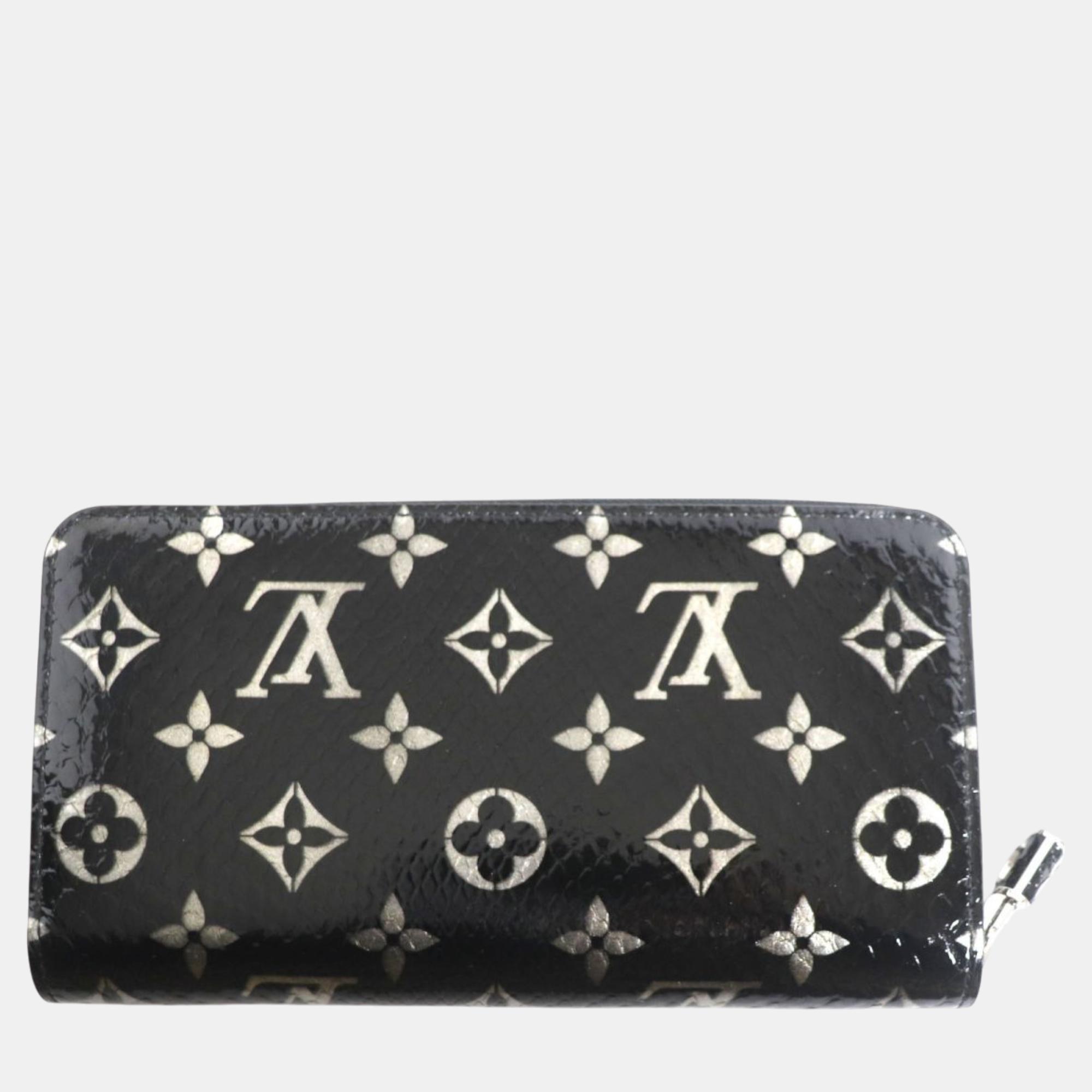 Louis Vuitton Black Leather Python Monogram Zippy Wallet 