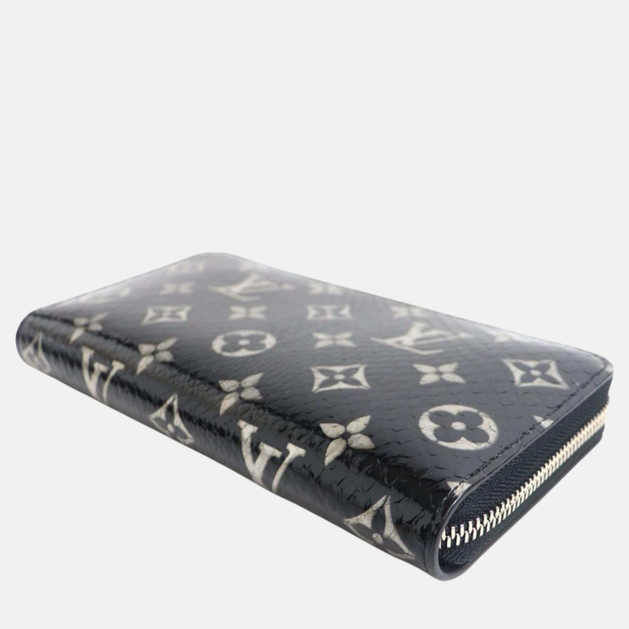 Louis Vuitton Black Leather Python Monogram Zippy Wallet 