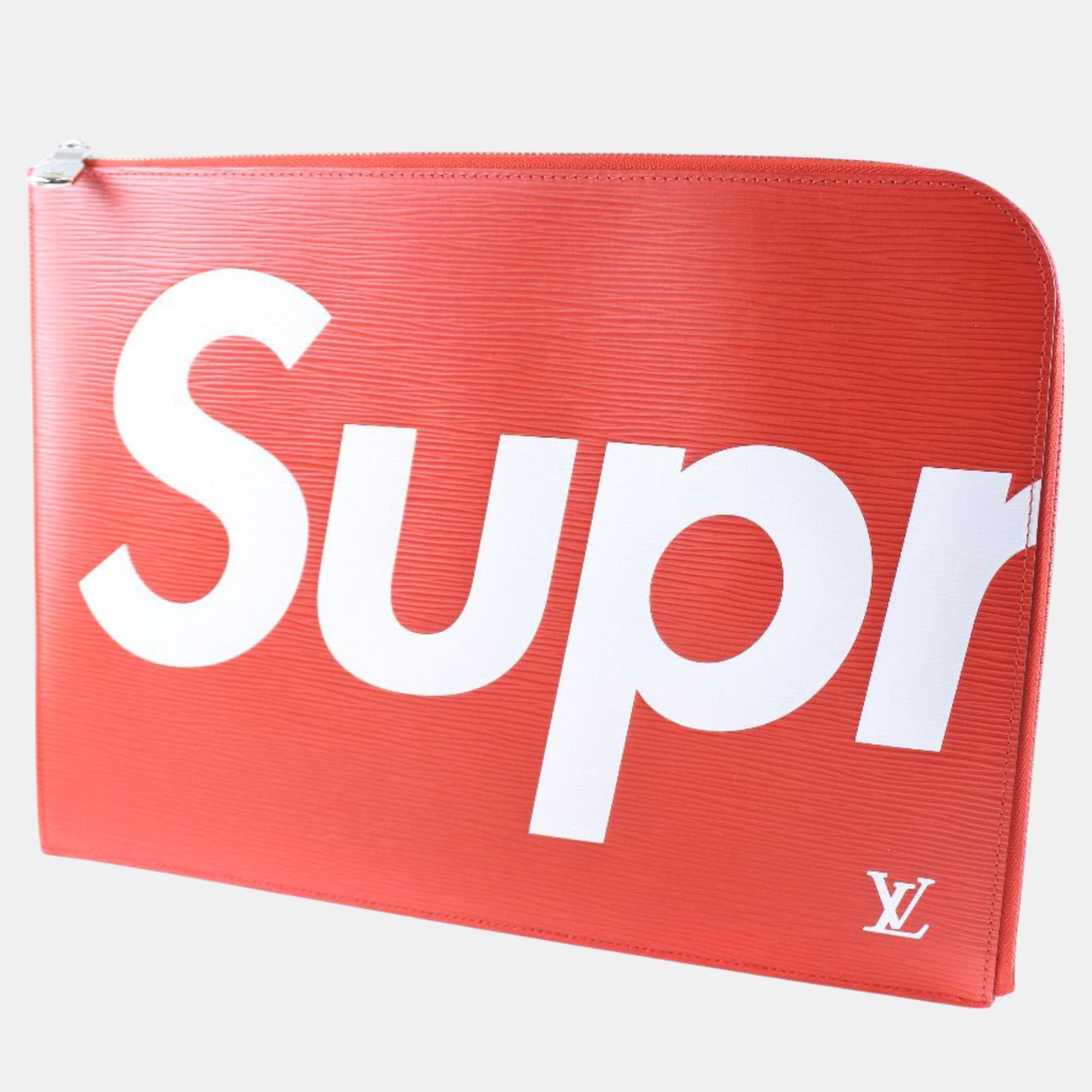 Louis Vuitton Red Epi Leather Pochette Jour Gm Clutch 