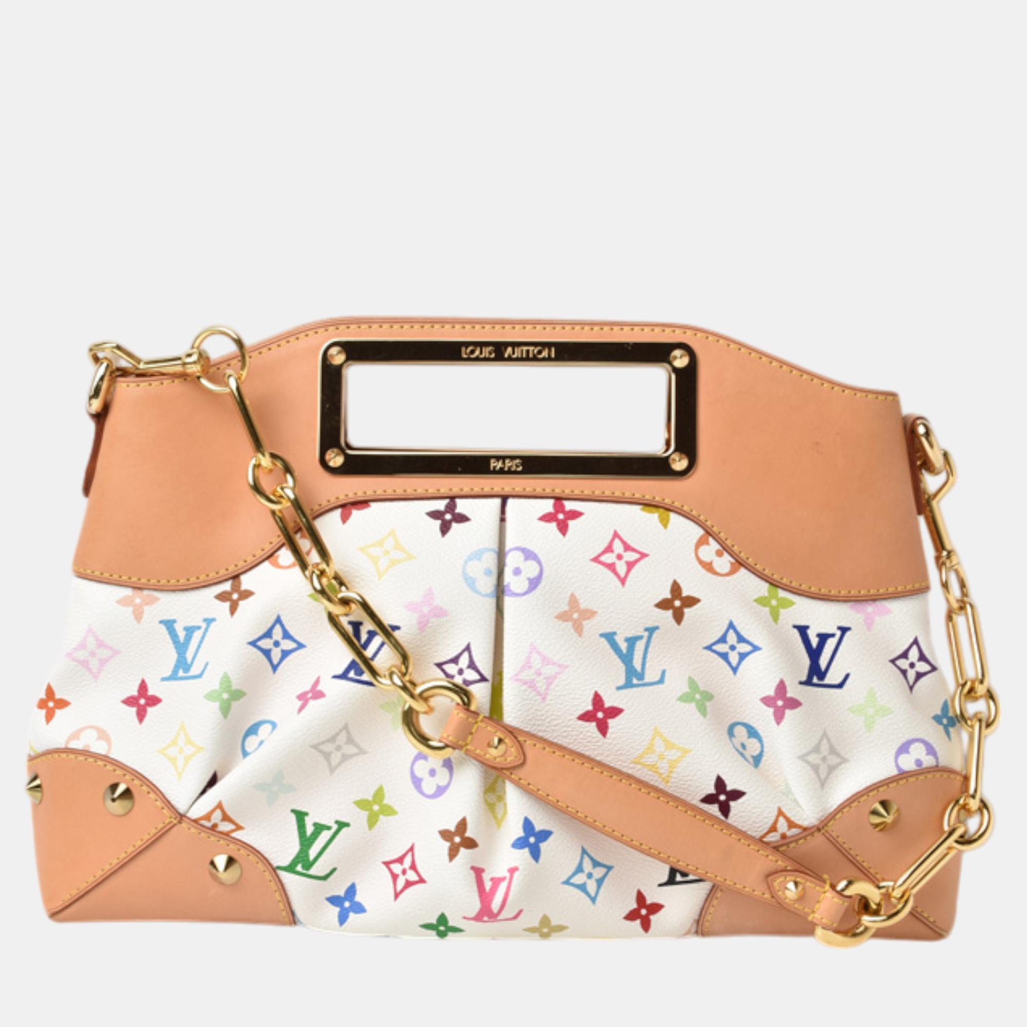 

Louis Vuitton White Canvas Monogram Multicolor Judy Mm Handbag