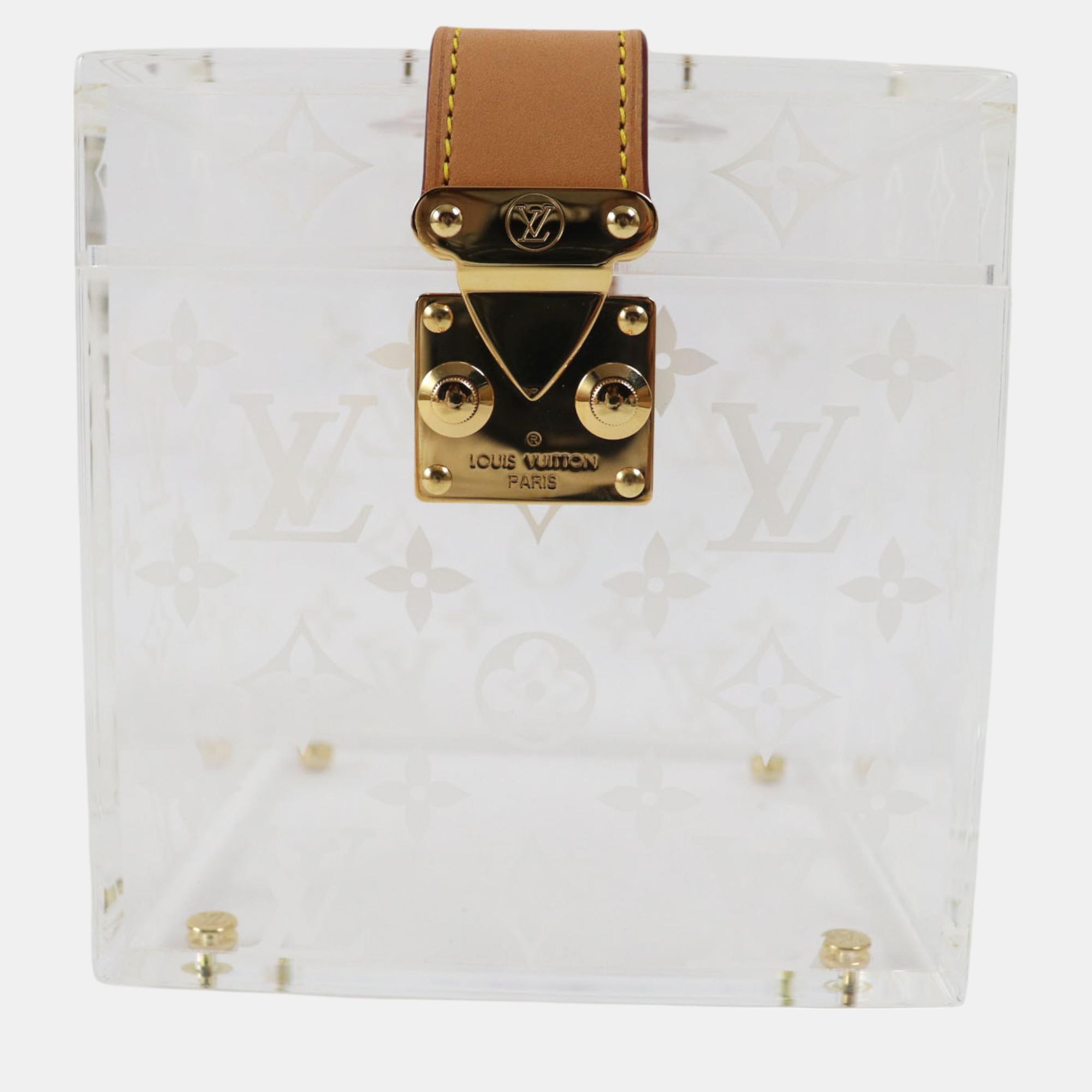 

Louis Vuitton Clear Boite Scott Cube Leather Box, Beige