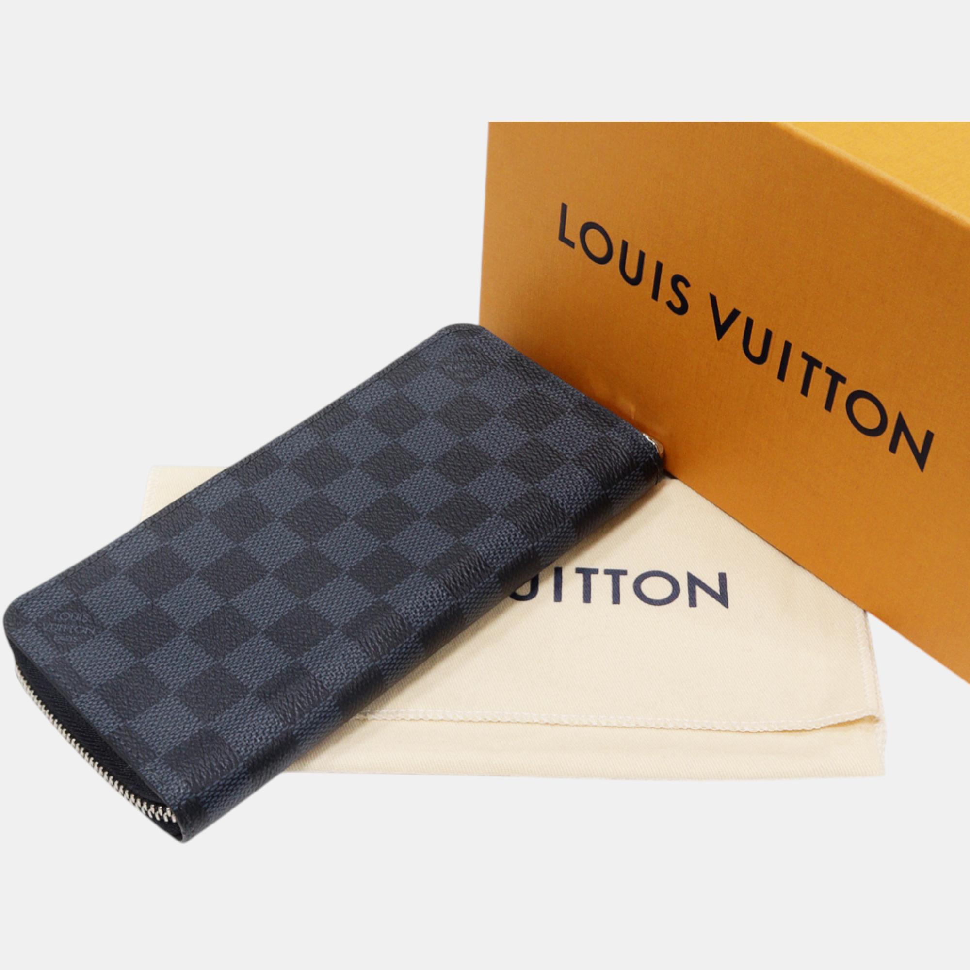 Louis Vuitton Black Canvas Damier Cobalt Zippy Wallet 