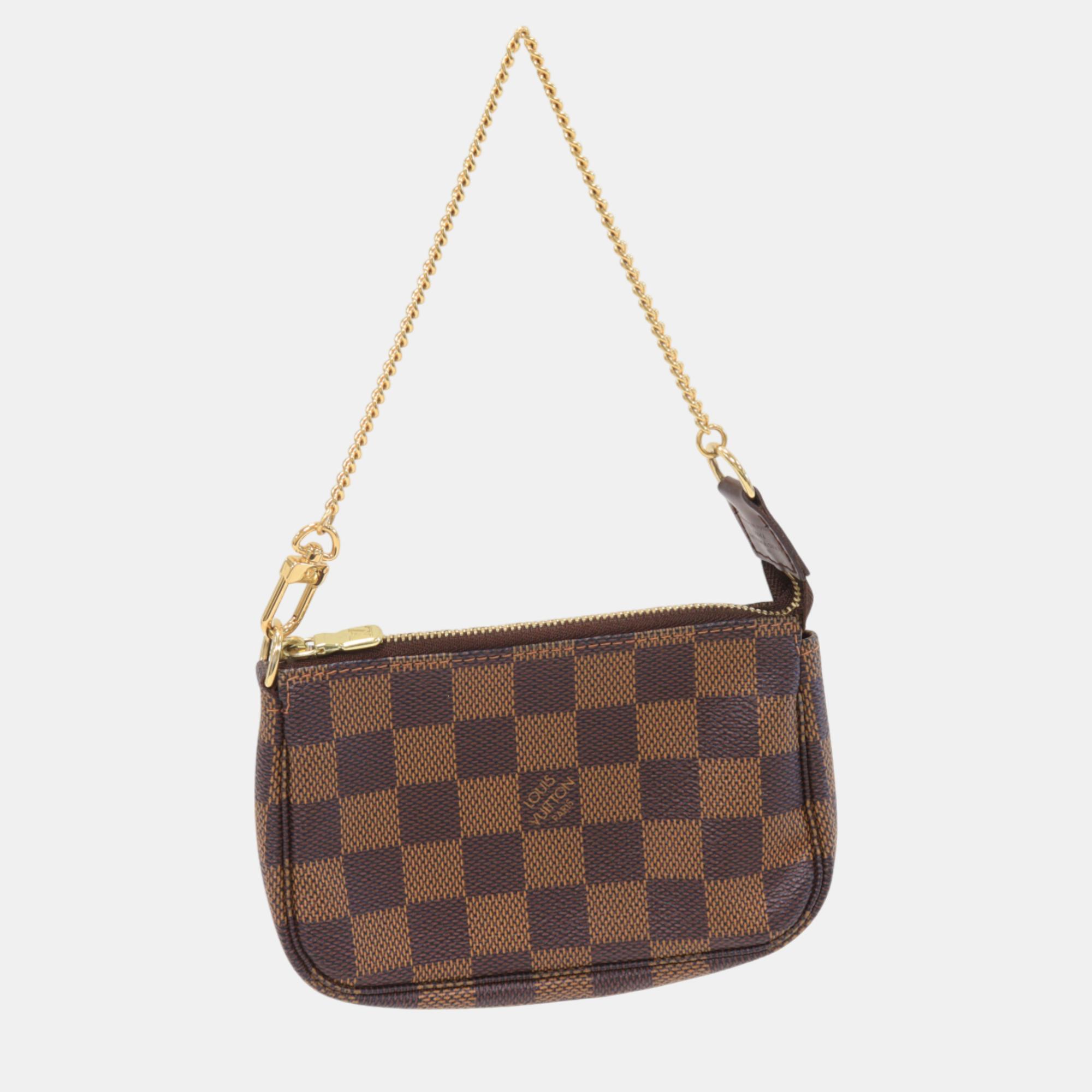 

Louis Vuitton Canvas Damier Mini Pochette Accessoires Clutch, Brown