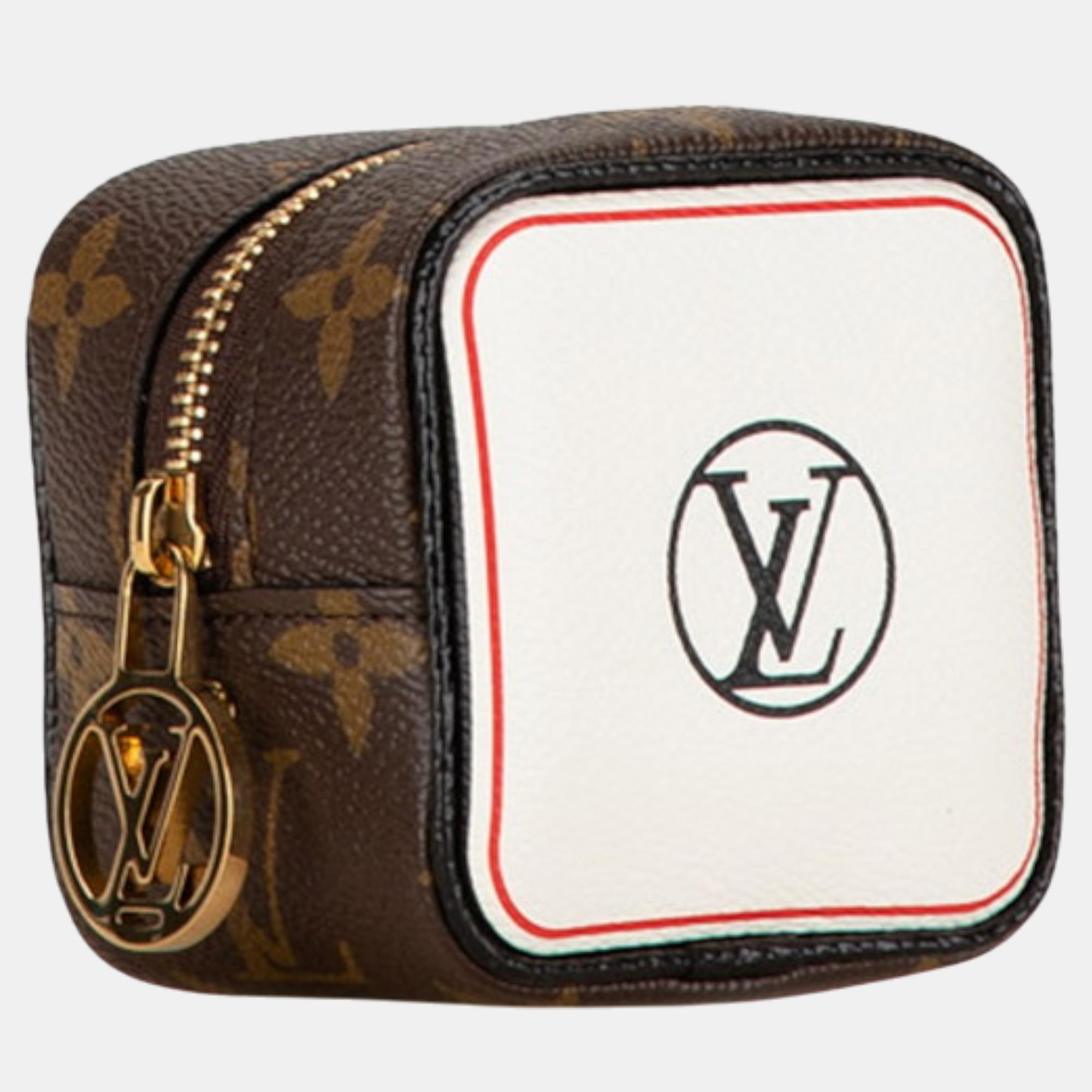 Louis Vuitton Brown Pvc Leather Canvas Monogram Portemonnaie Cube Pouch 