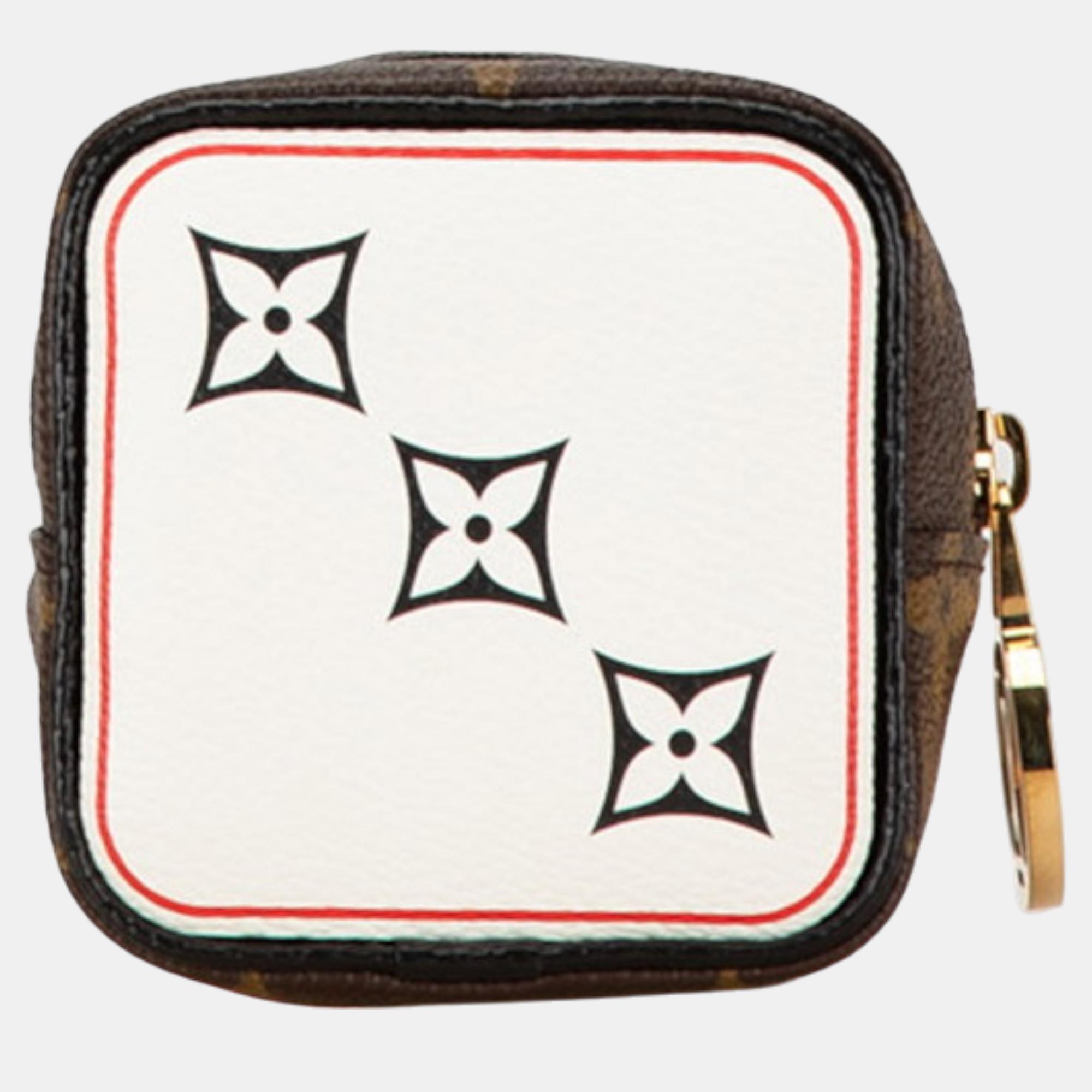 Louis Vuitton Brown Pvc Leather Canvas Monogram Portemonnaie Cube Pouch 