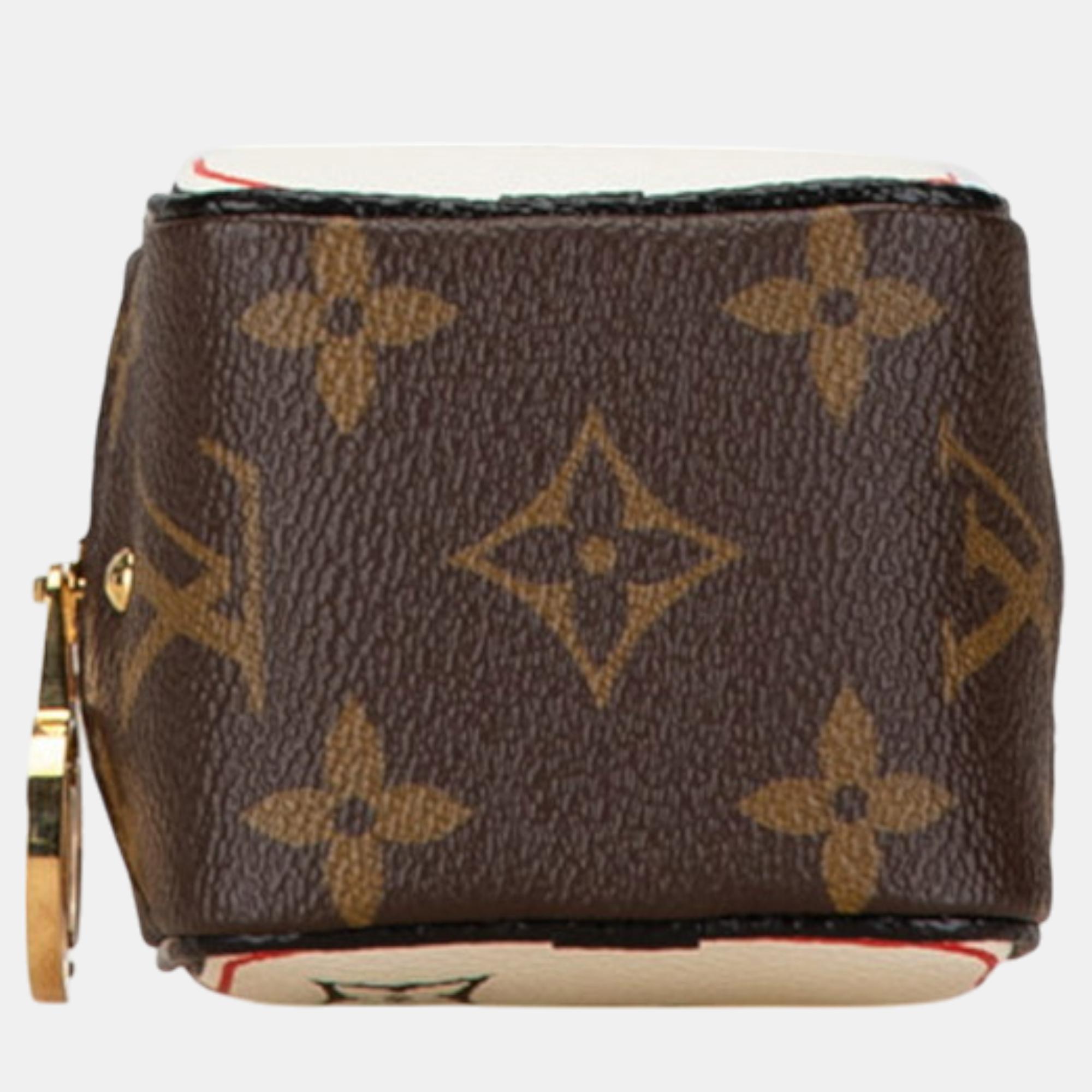 Louis Vuitton Brown Pvc Leather Canvas Monogram Portemonnaie Cube Pouch 