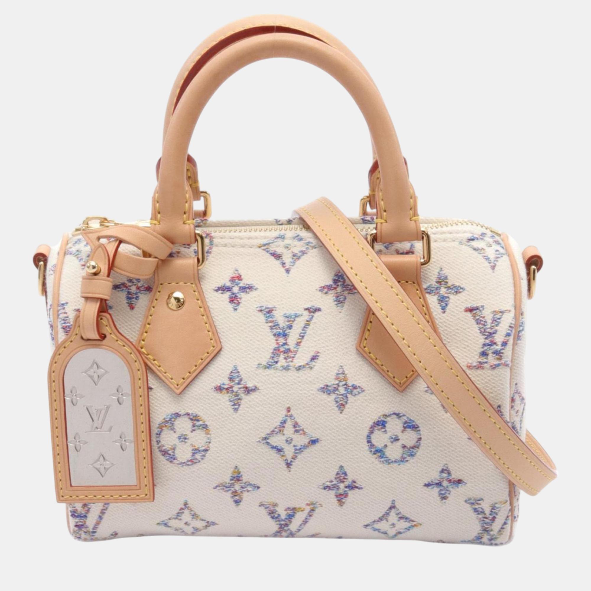 

Louis Vuitton White Multicolor Leather Speedy Bandouliere 20 Monogram Jacquard Handbag