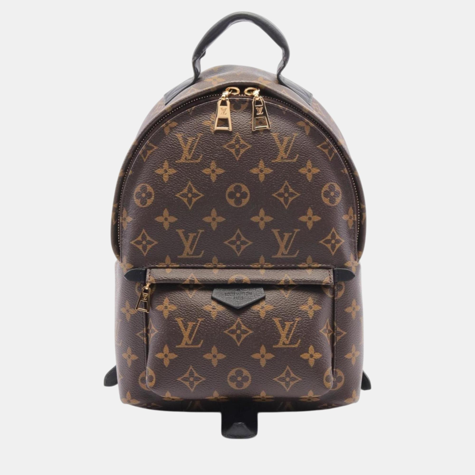 

Louis Vuitton Coated Canvas Leather Monogram Brown Black Palm Springs Pm Backpack Bag