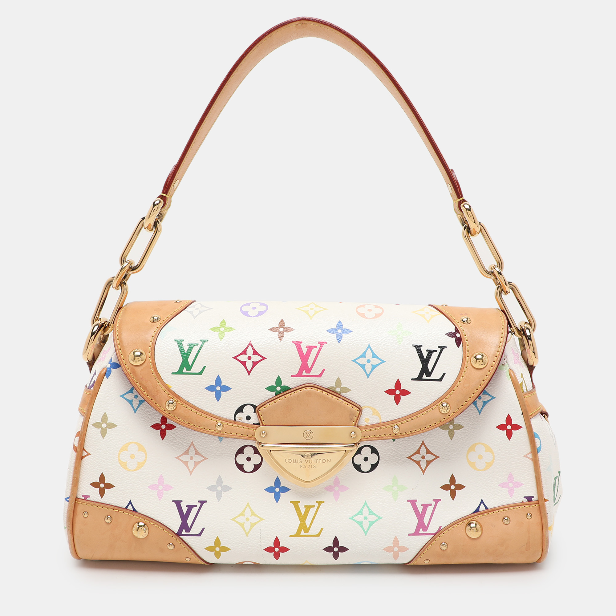 

Louis Vuitton White Multicolor Canvas and Leather Beverly MM Bag