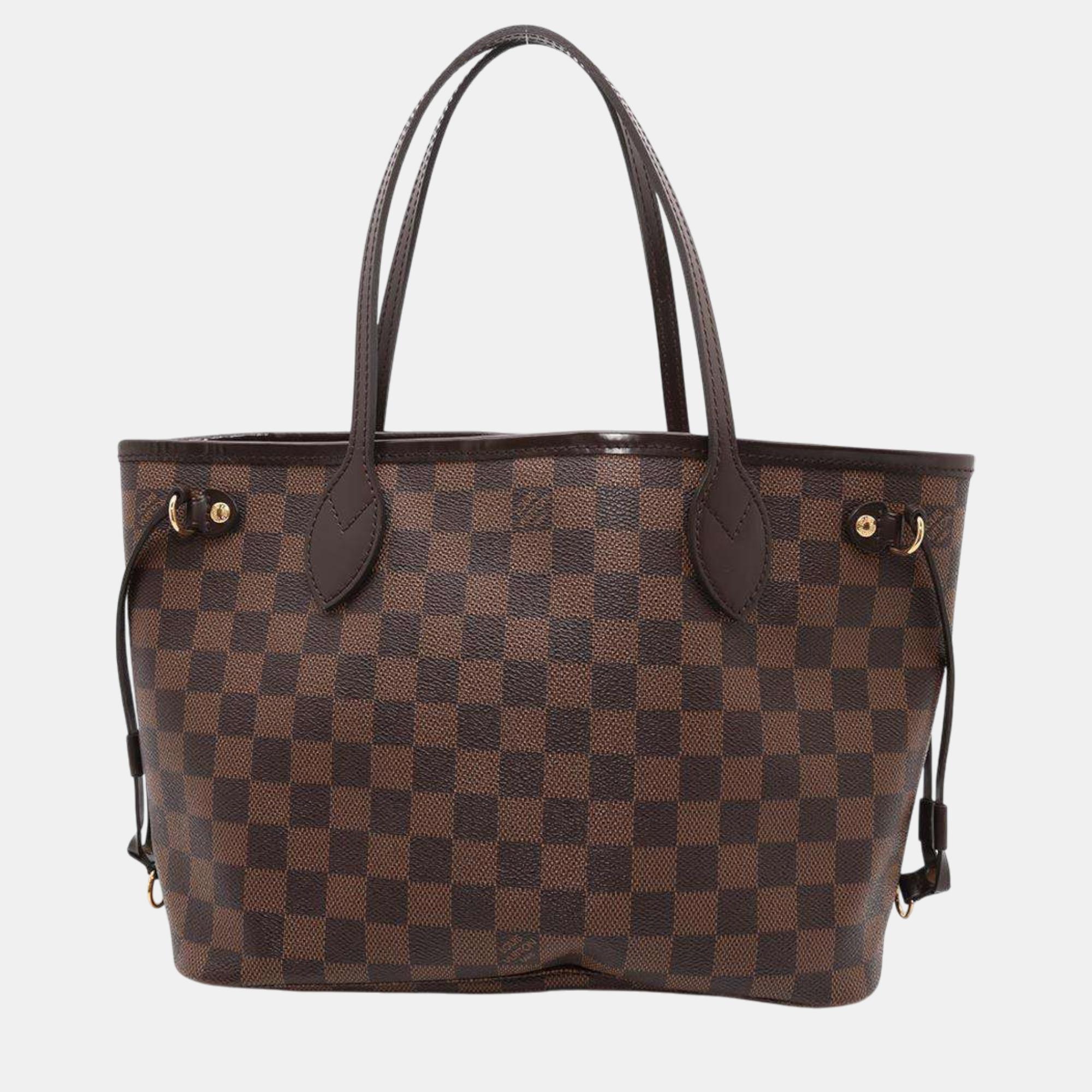 

Louis Vuitton Red Damier Ebene Canvas Neverfull bag Size Pm, Brown