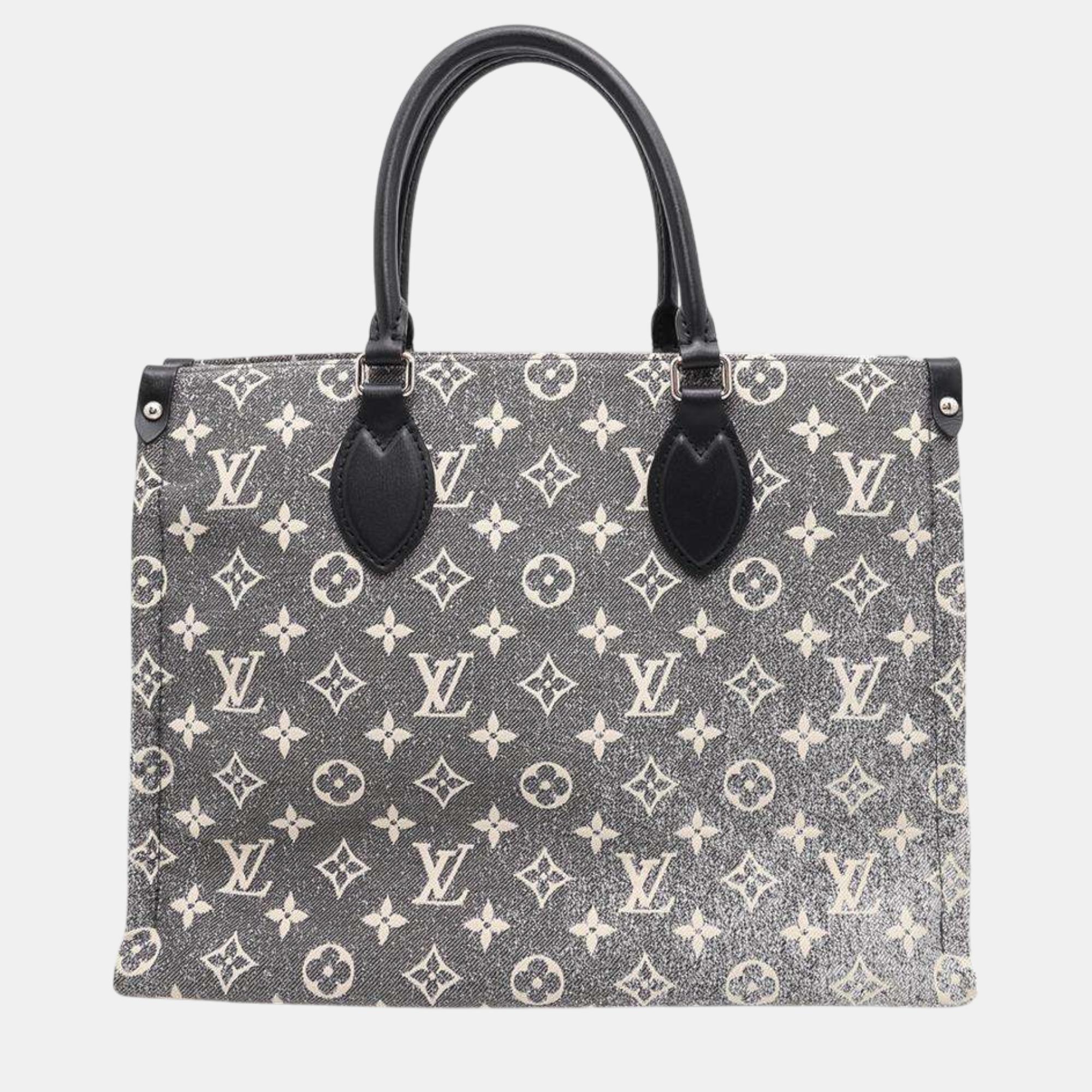 

Louis Vuitton Noir/White Monogram Jacquard Denim Onthego bag Size Mm, Grey