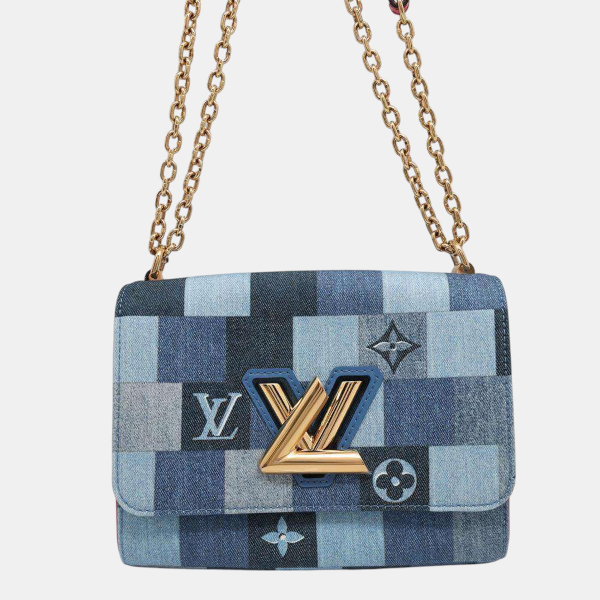 

Louis Vuitton Blue/Red Denim Monogram Twist bag Size Mm