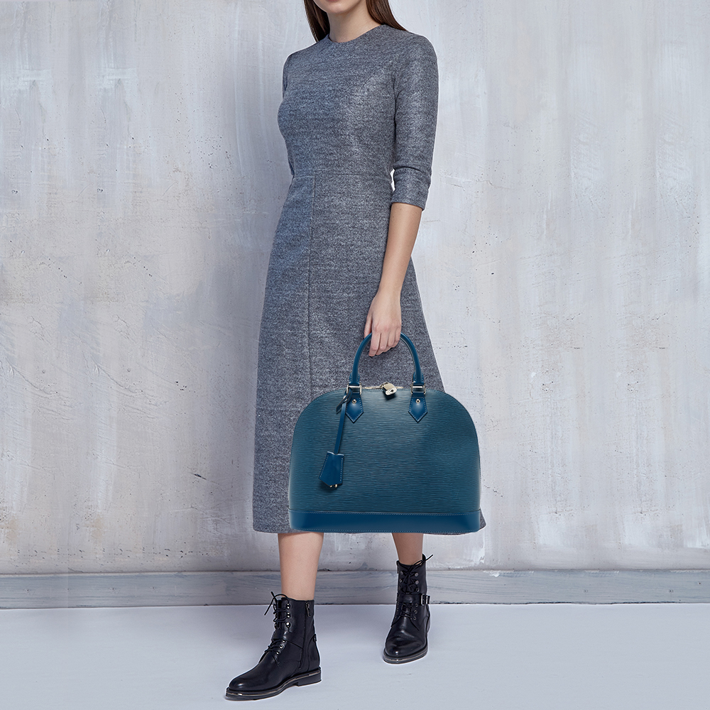 Louis Vuitton Saphir Epi Leather Alma MM Bag 