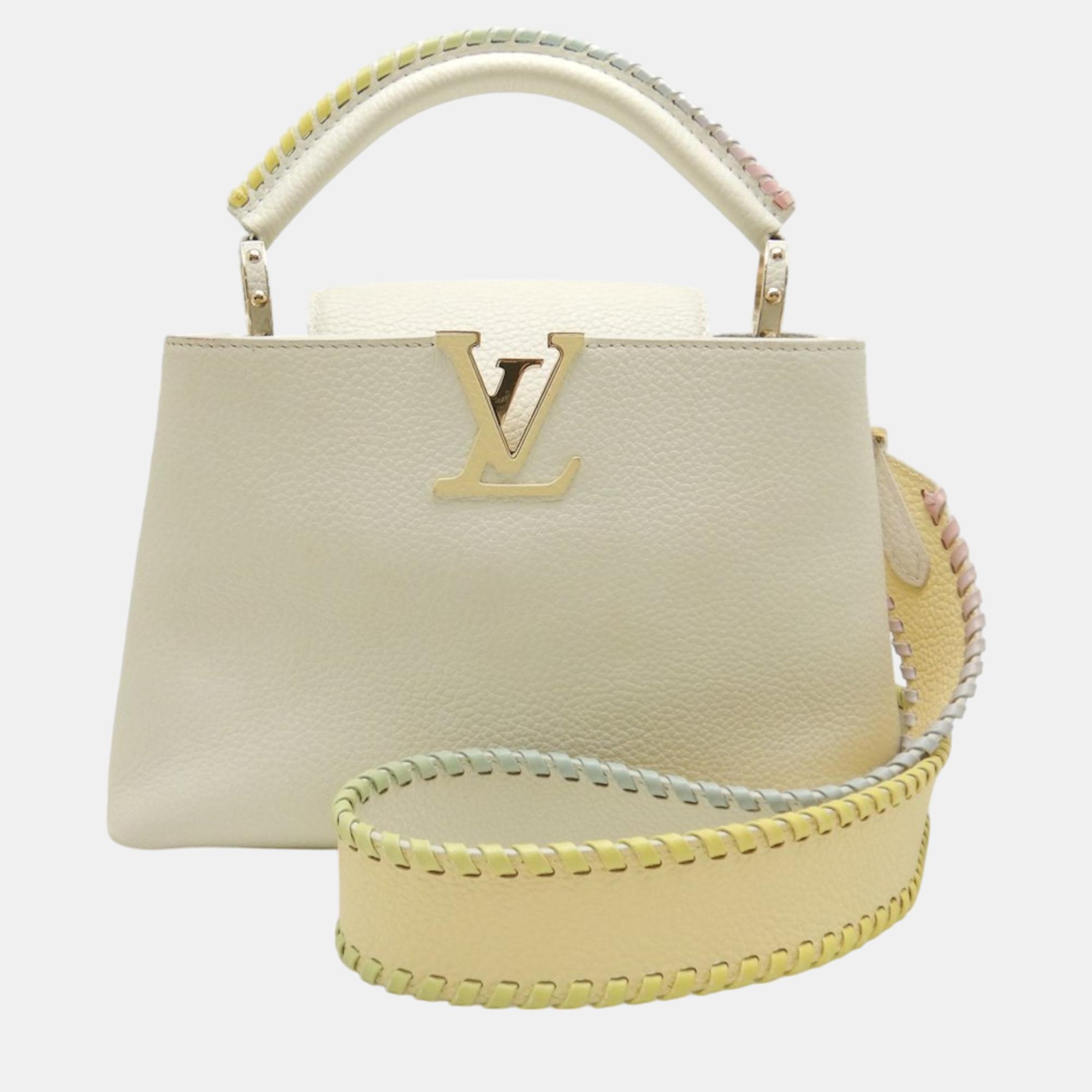 

Louis Vuitton Snow Rainbow Taurillon Capucines Bb Handbag, Cream