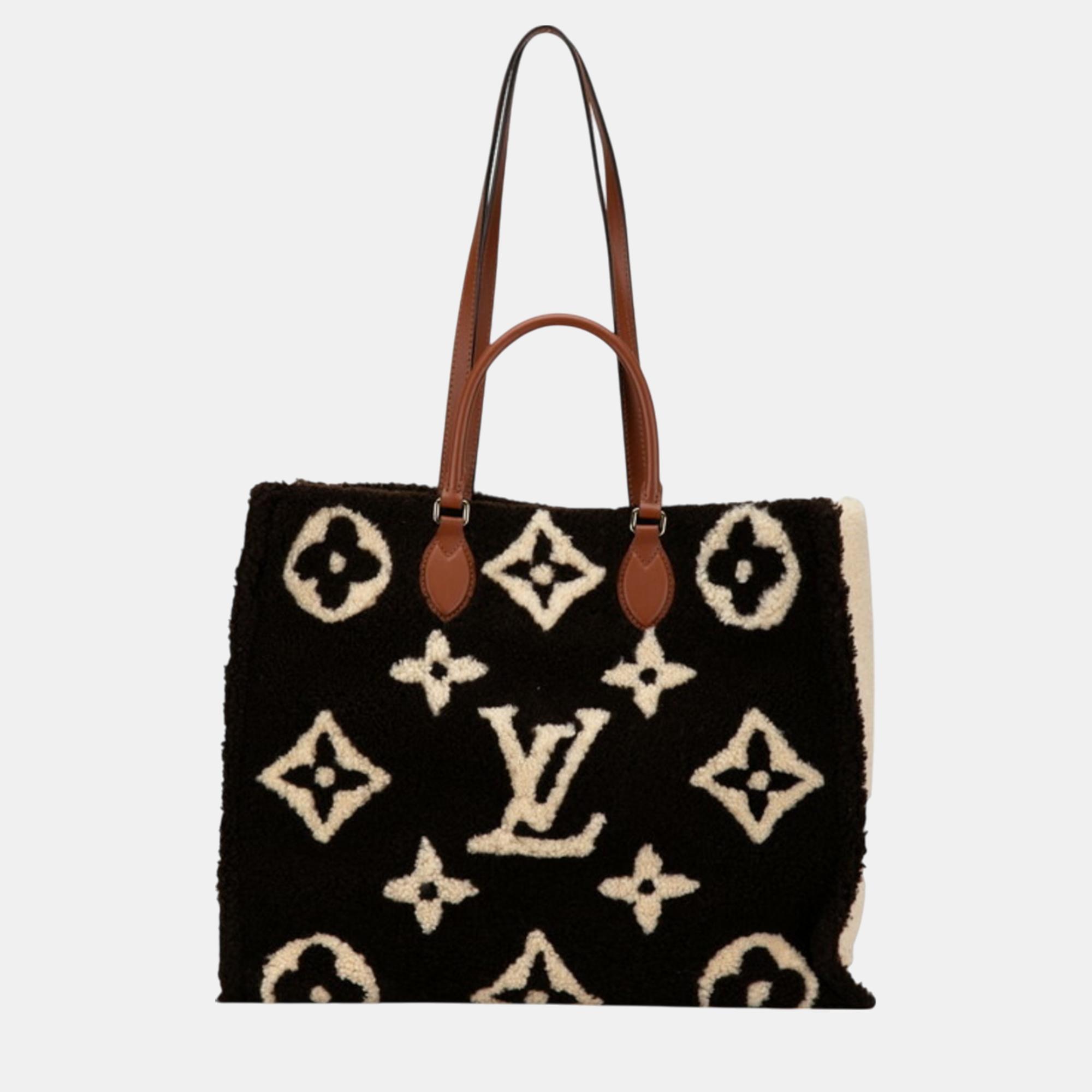 

Louis Vuitton Brown Beige Mouton Monogram Teddy On The Go Gm Tote Bag