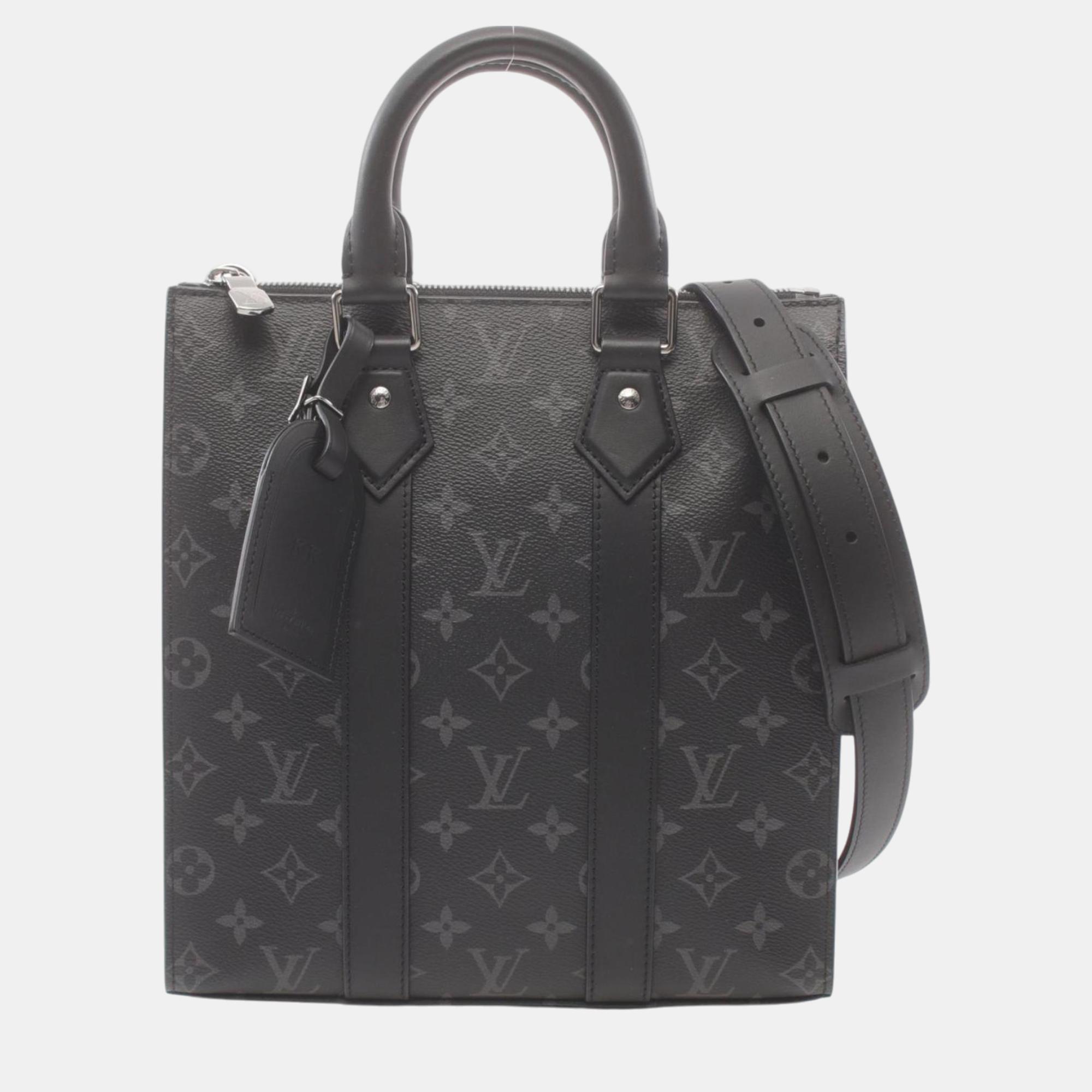 

Louis Vuitton Coated Canvas Leather Black Sac Plat Cross Monogram Eclipse Handbag