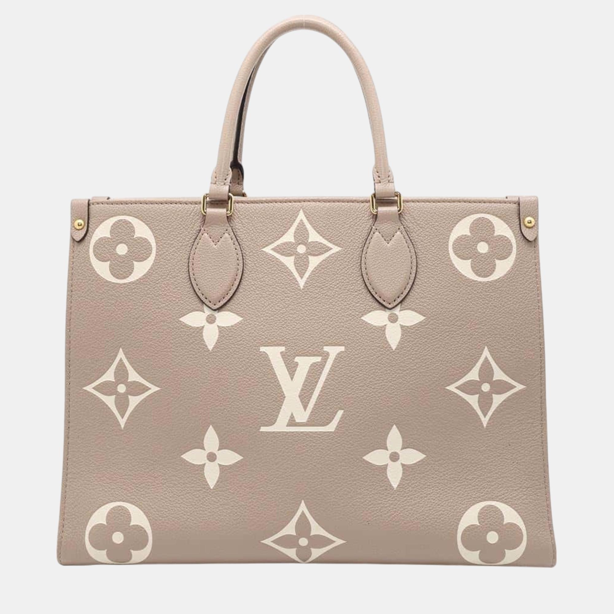 

Louis Vuitton Bicolor Monogram Empreinte On The Go Mm Tote Bag, Beige