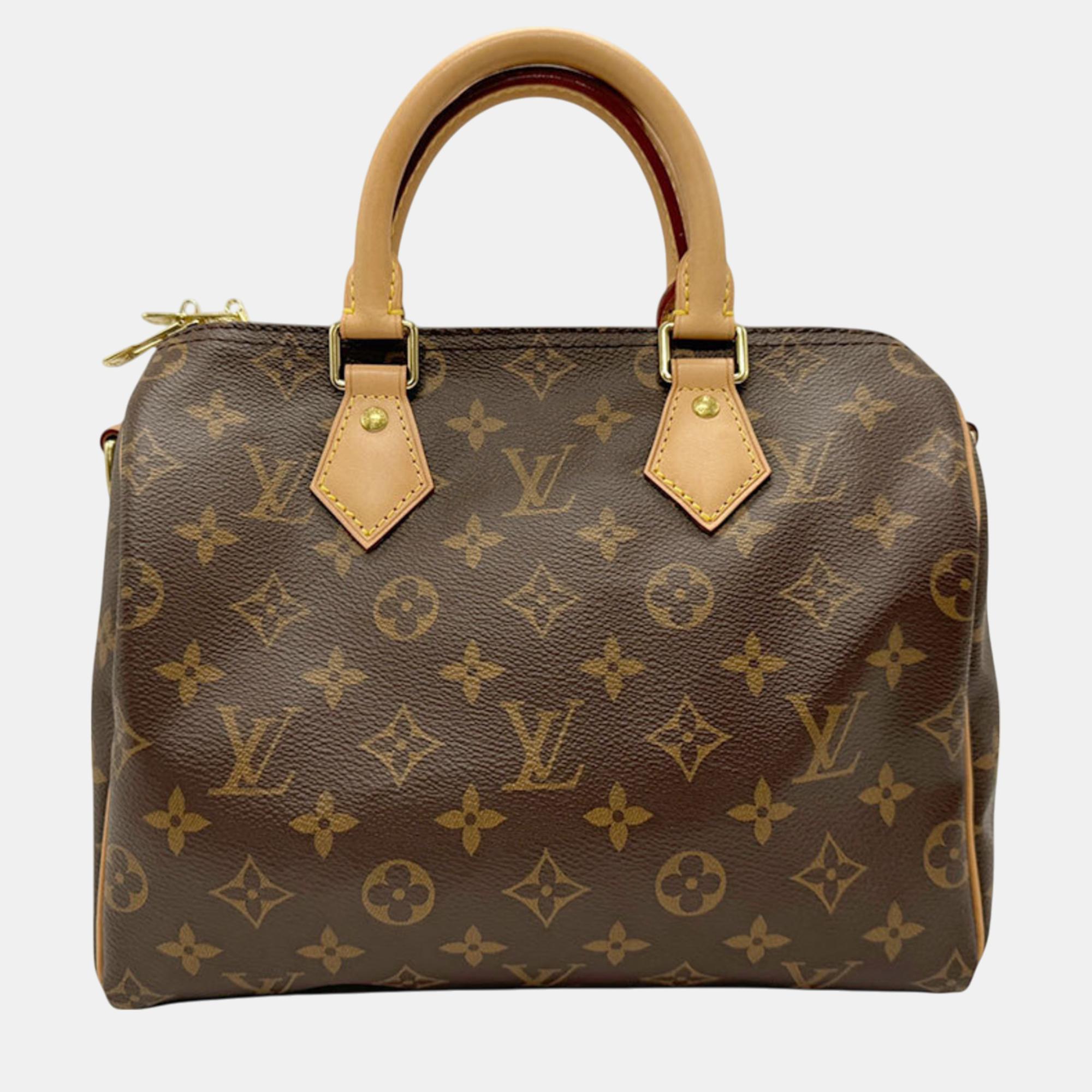 

Louis Vuitton Canvas Brown Gold Monogram Speedy Bandouliere 25 Handbag