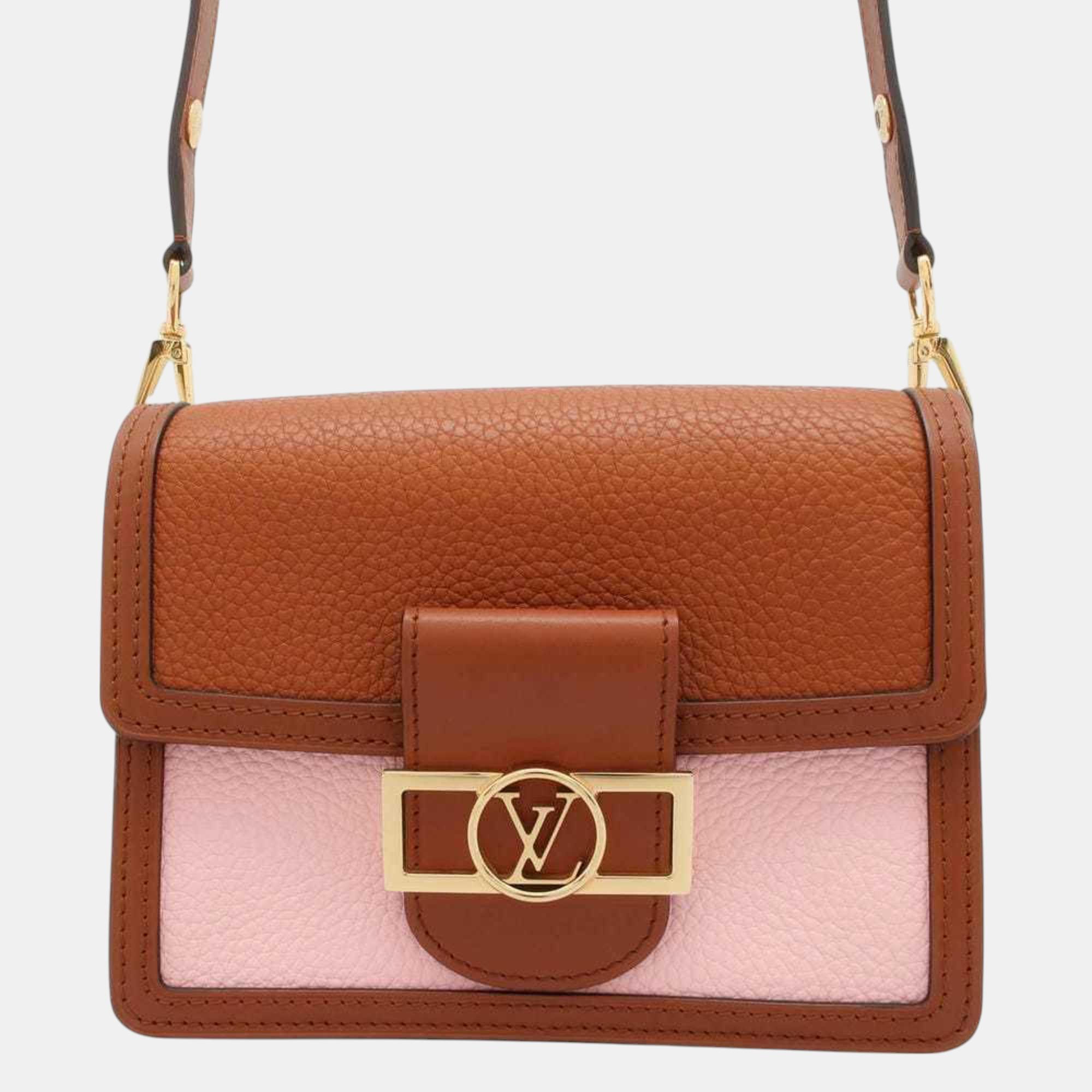 

Louis Vuitton Brown Pink Taurillon Leather Dauphine Mini Shoulder Bag
