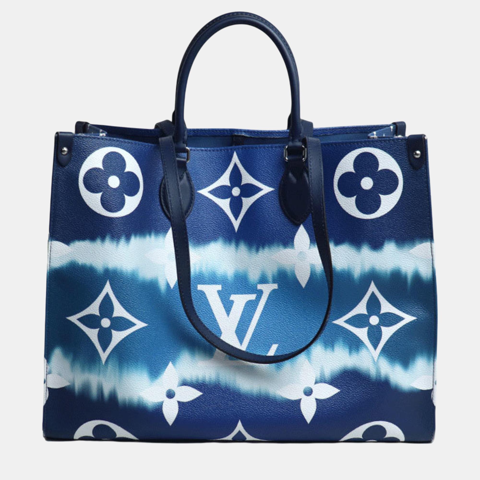 

Louis Vuitton Monogram Giant Blue Escar On The Go Gm Tote Bag