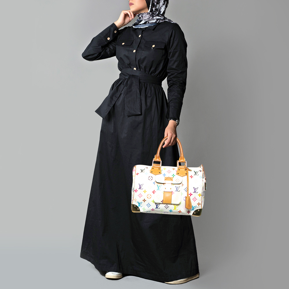 Louis Vuitton White Monogram Multicolore Canvas Speedy 30 Bag 