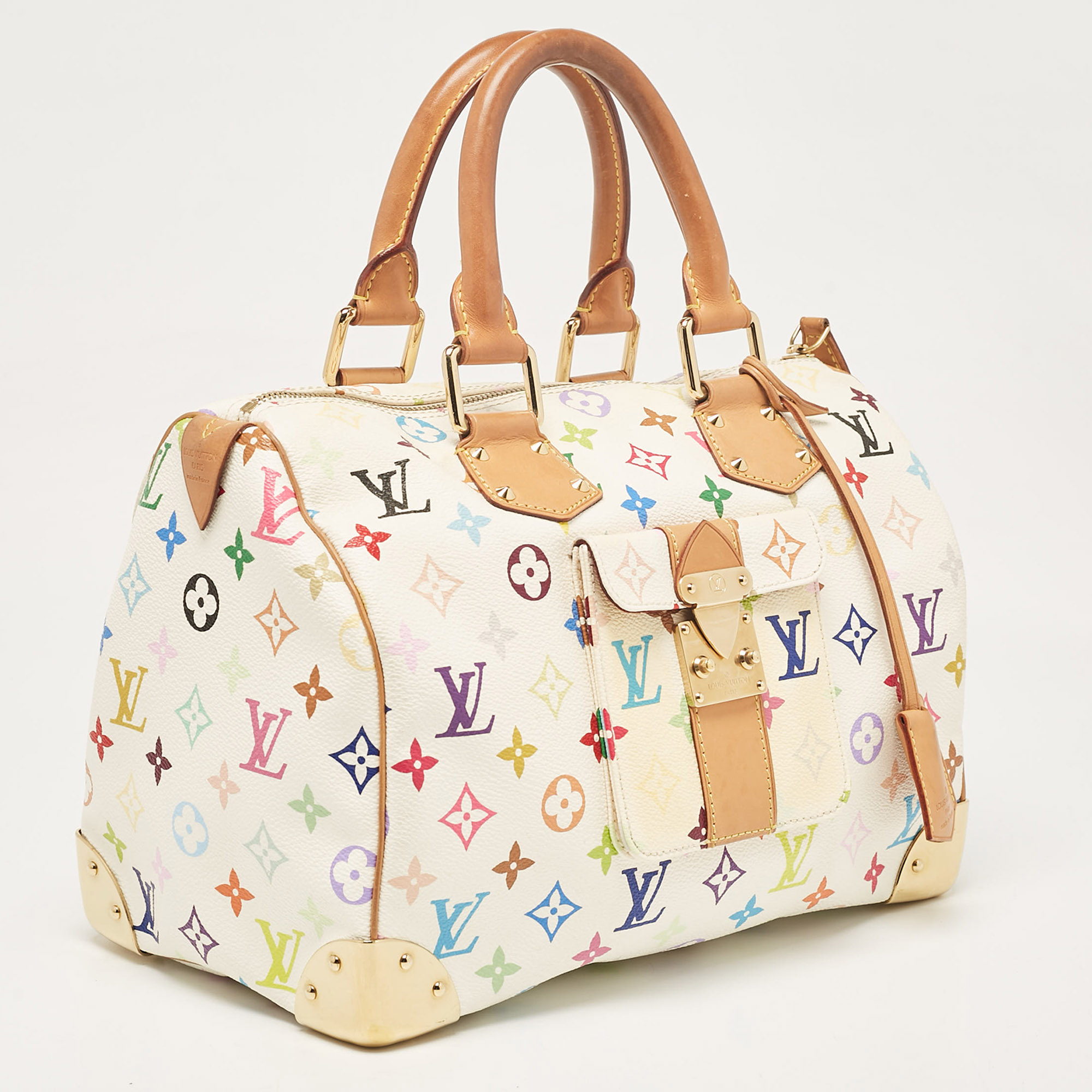 Louis Vuitton White Monogram Multicolore Canvas Speedy 30 Bag 