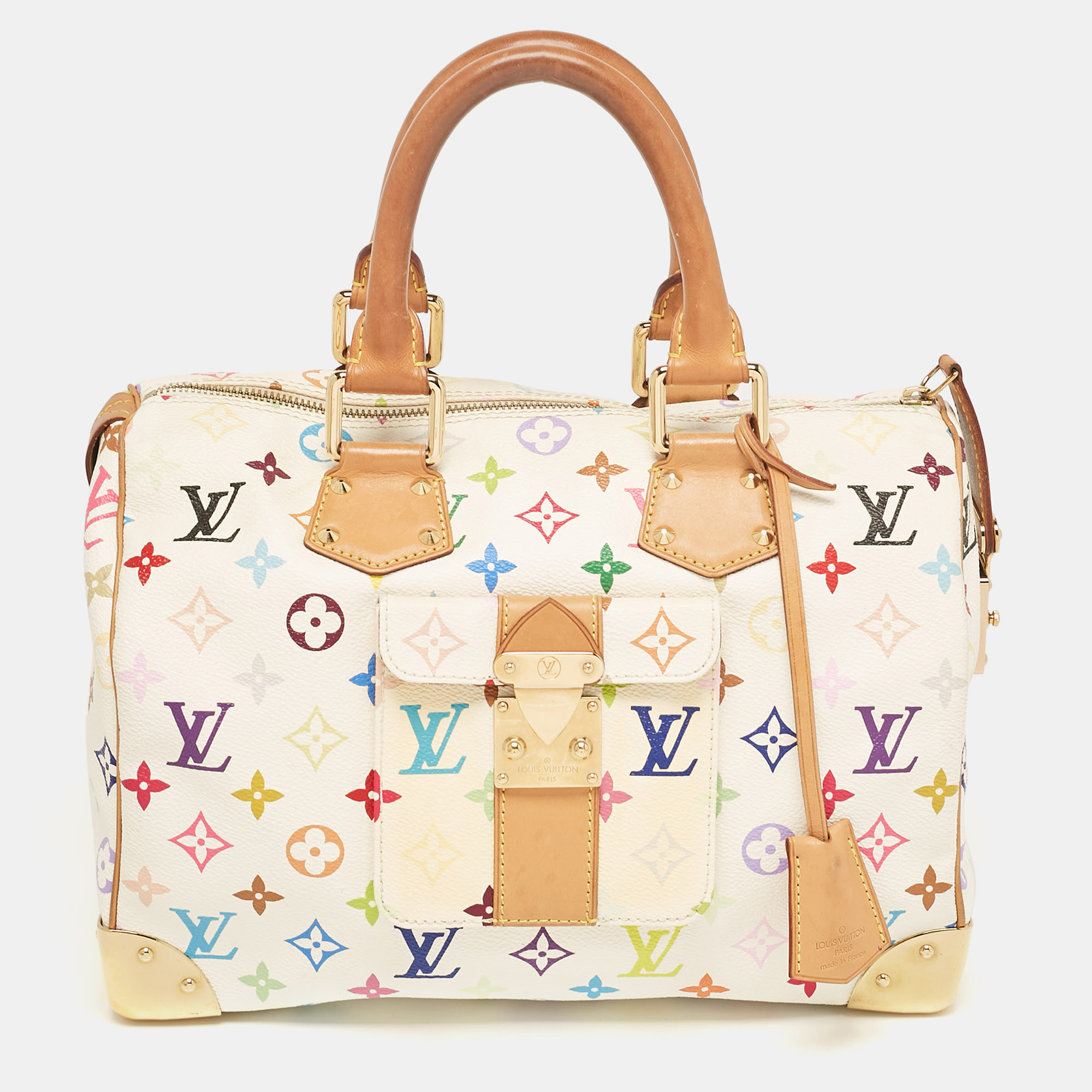 

Louis Vuitton White Monogram Multicolore Canvas Speedy 30 Bag