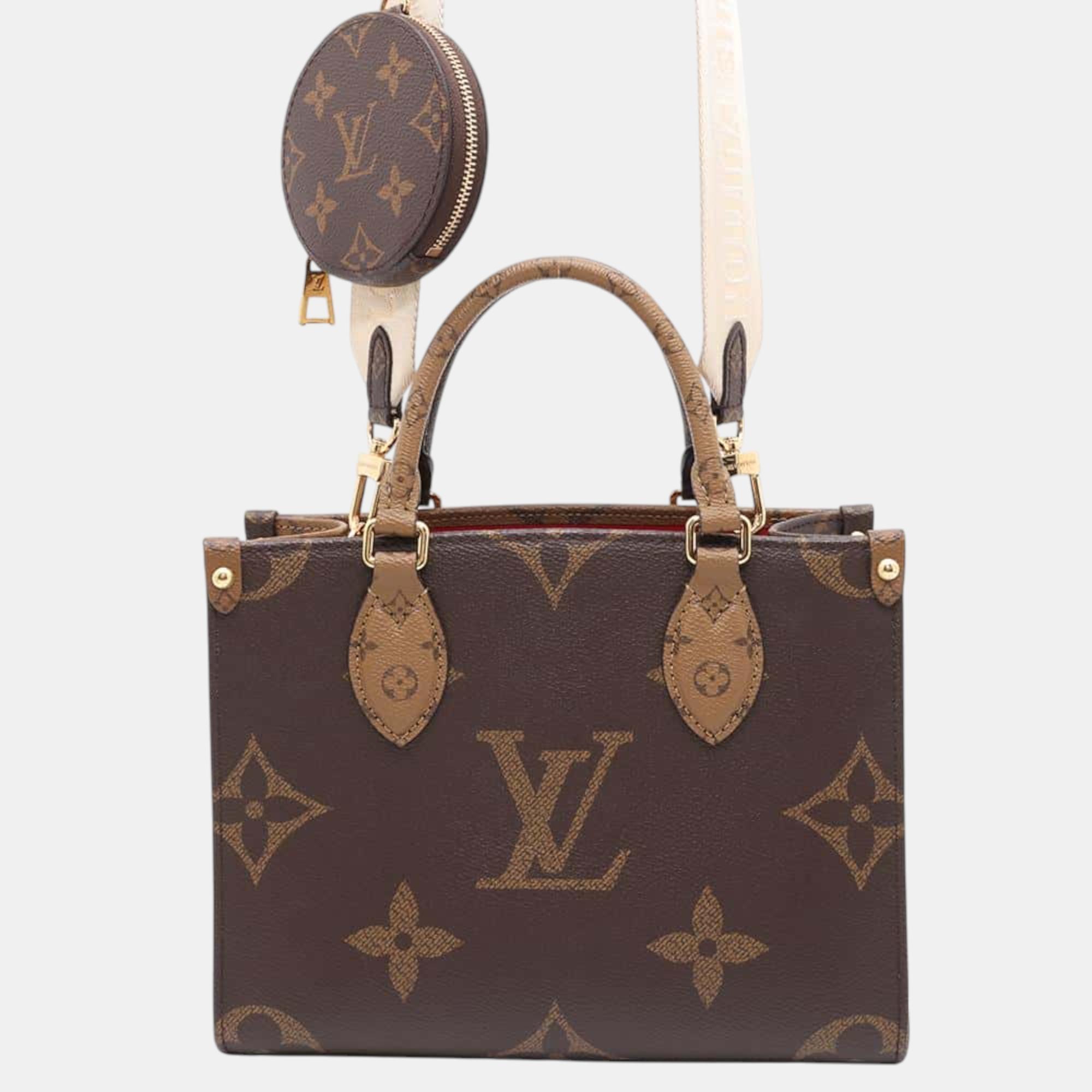 

Louis Vuitton Red Monogram Reverse Canvas Monogram Giant PM Onthego Tote Bag, Brown