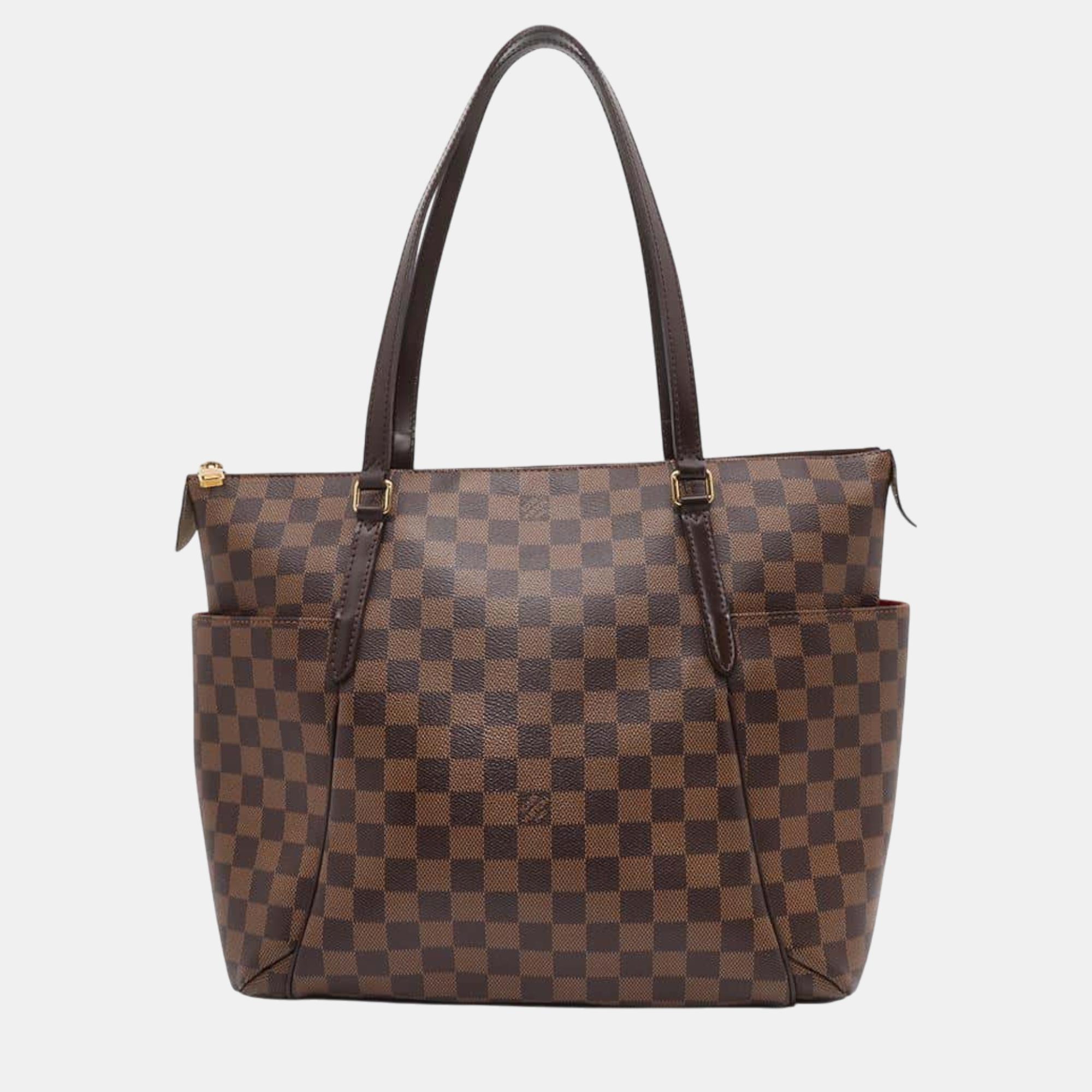 

Louis Vuitton Red Damier Ebene Canvas MM Totally Tote Bag, Brown