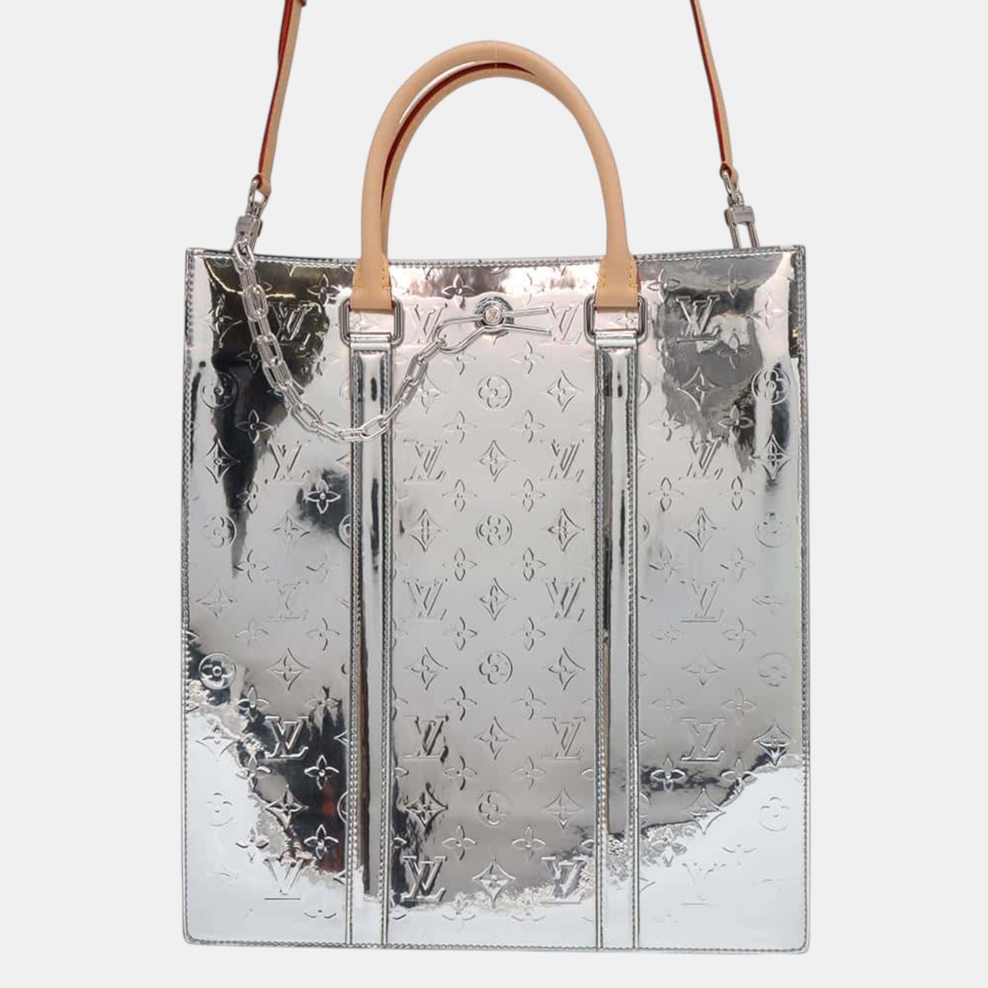 

Louis Vuitton Silver Monogram Mirror Sac Plat Tote Bag