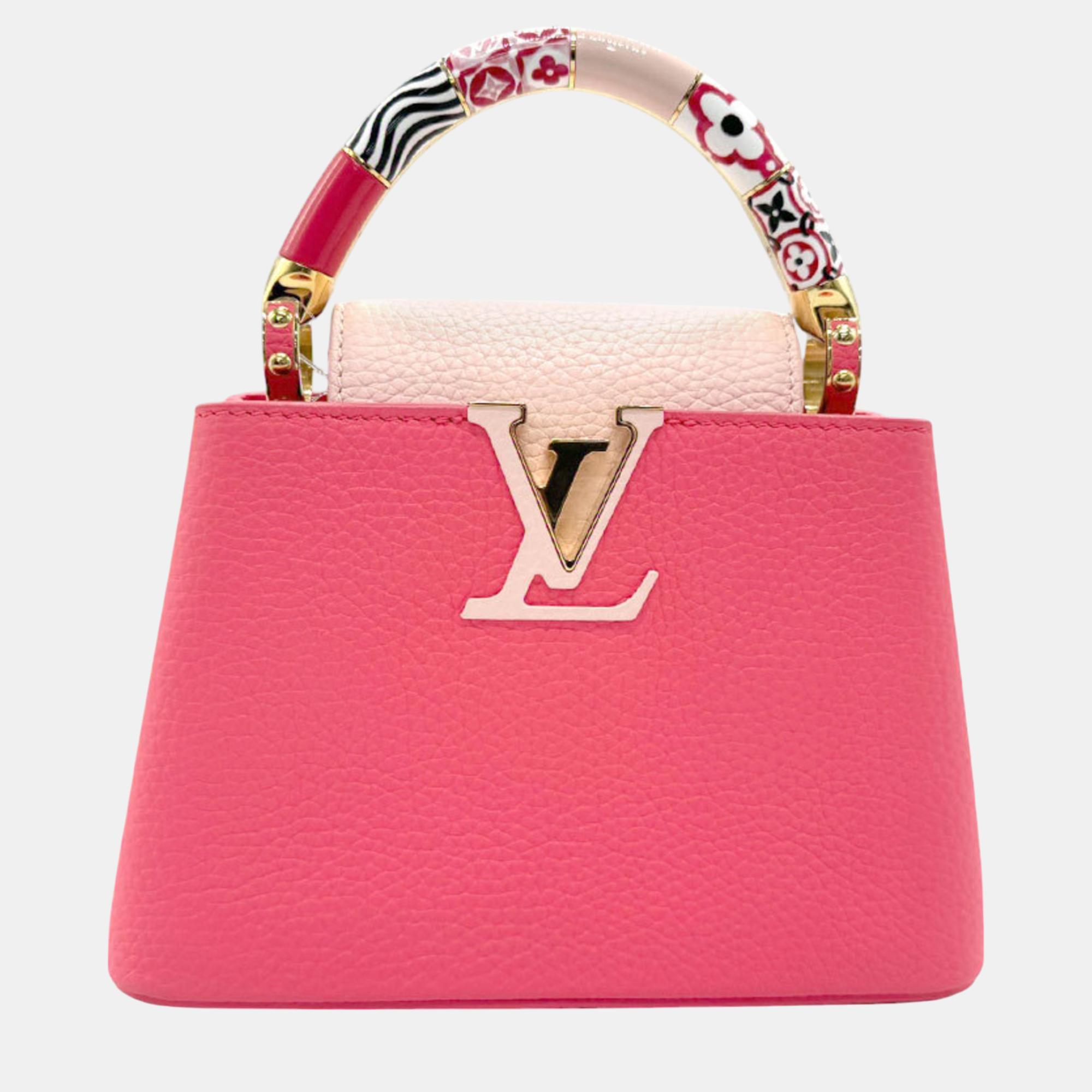 

Louis Vuitton Rose Leather Capucines Mini By The Pool Shoulder Bag, Pink