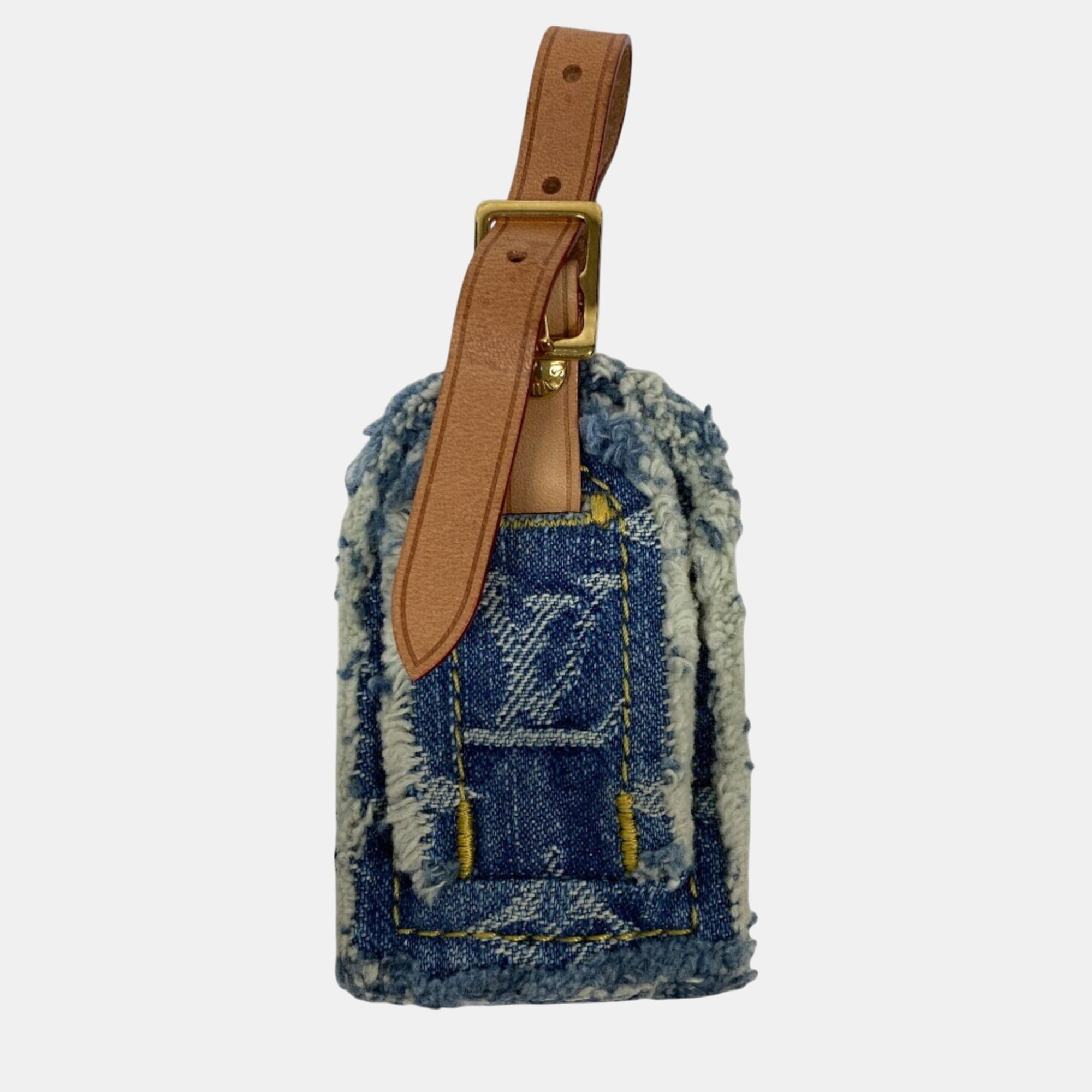 Louis Vuitton On The Go Mm Monogram Denim Tote Bag Navy 