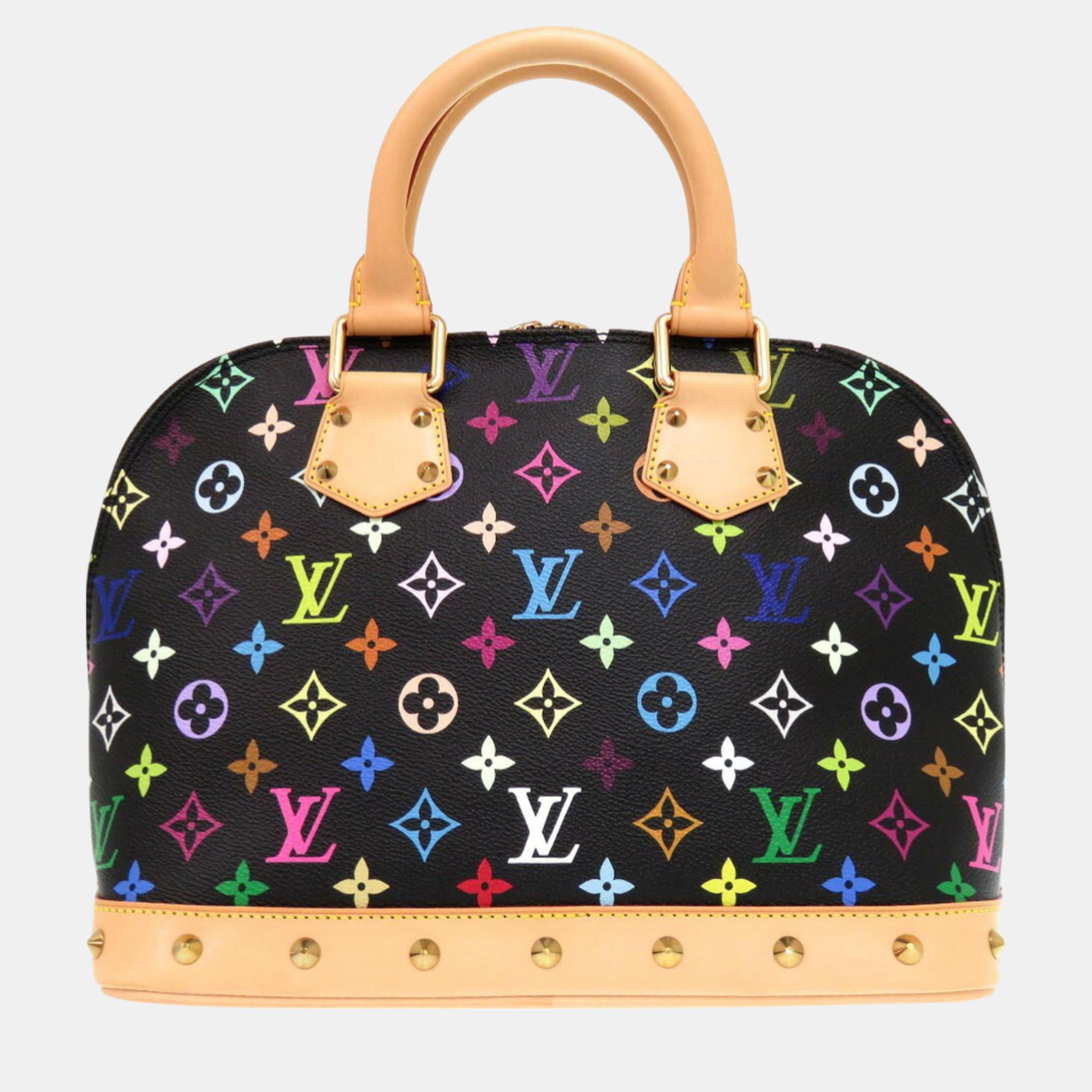 Louis Vuitton Alma Pm Monogram Multicolor Noir Handbag Black 