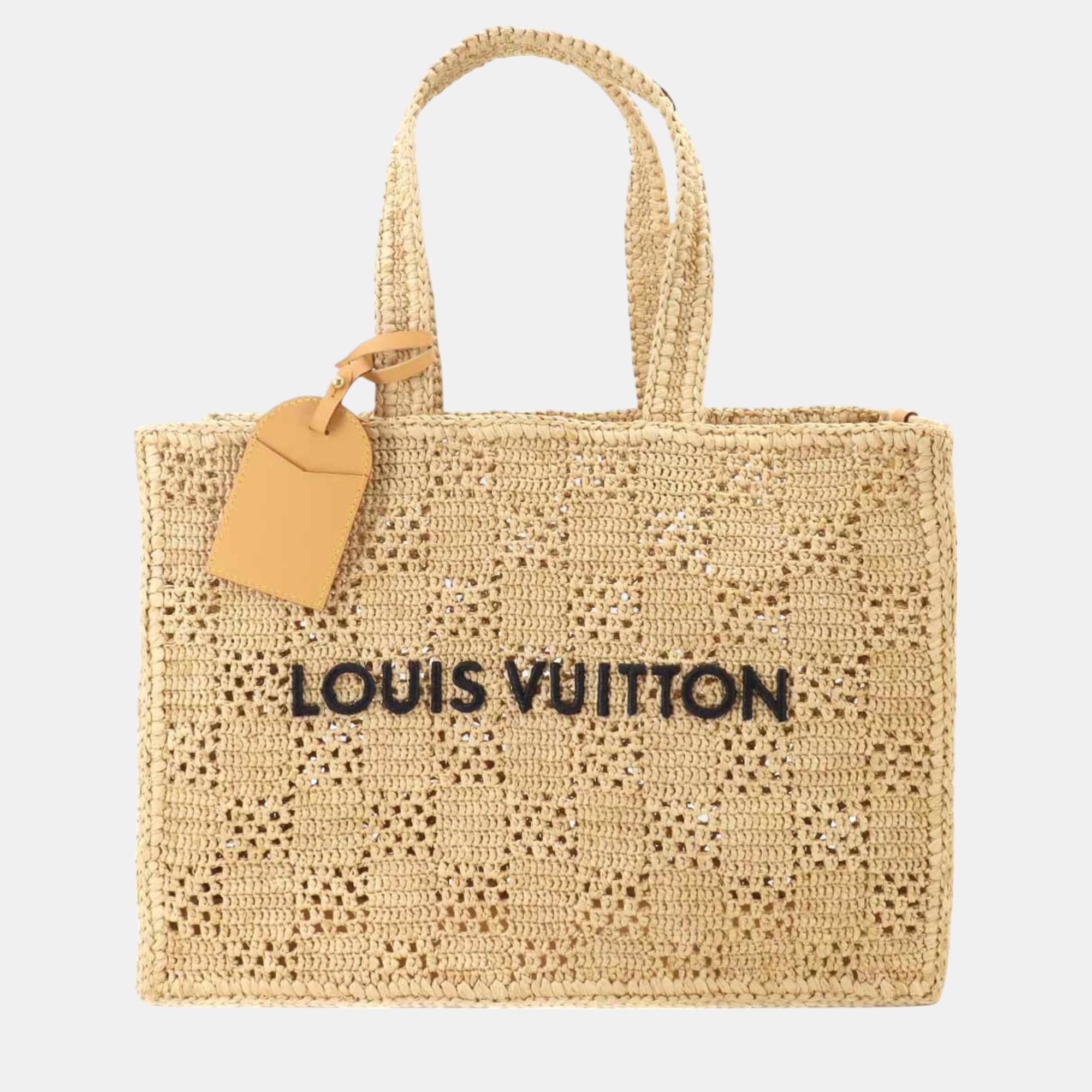 

Louis Vuitton Damier Raffia Summer Shopper Tote Mm Leather Natural Beige